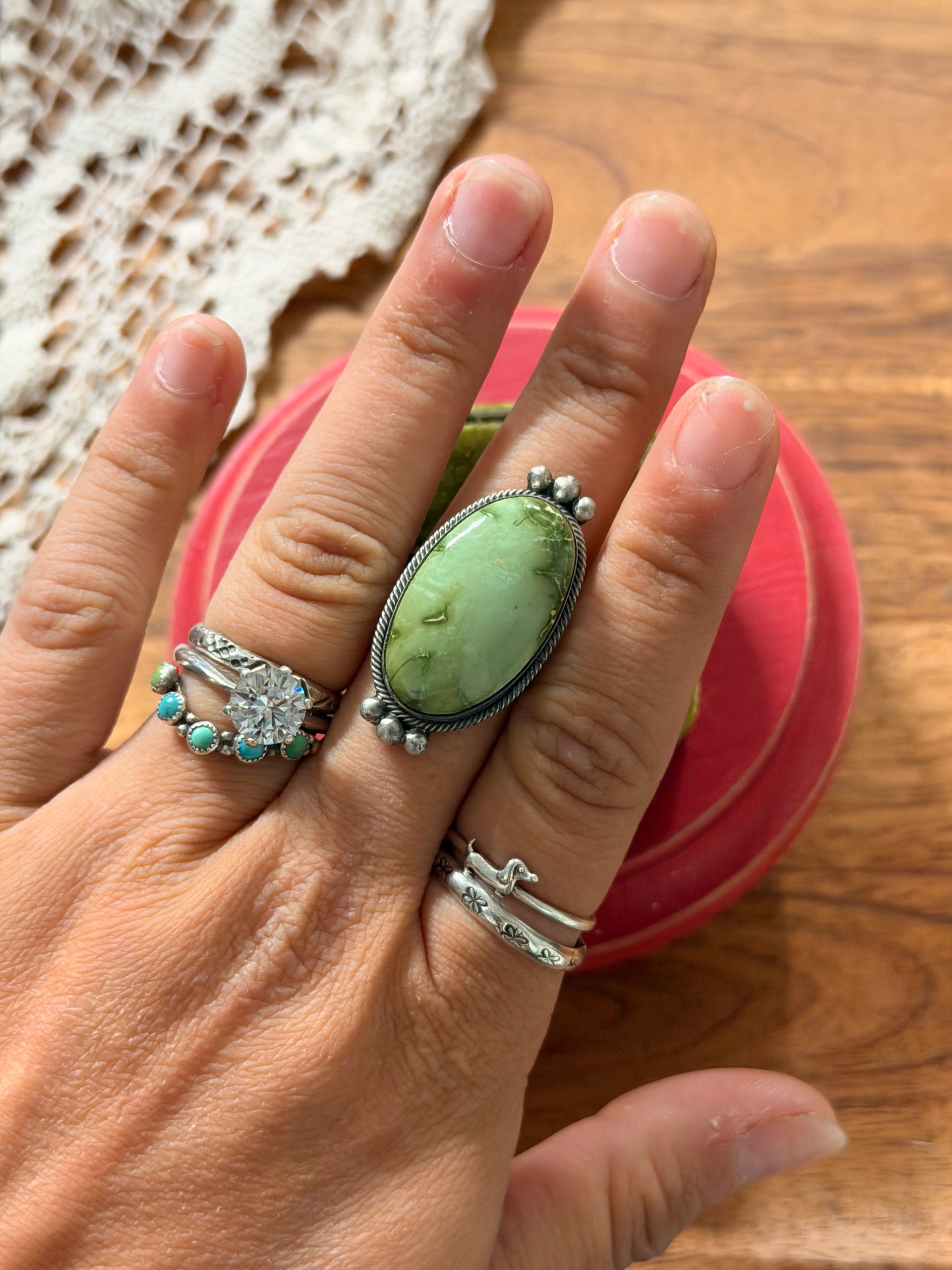 Scott Skeets Sonoran Gold Turquoise & Sterling Silver Ring Size 8