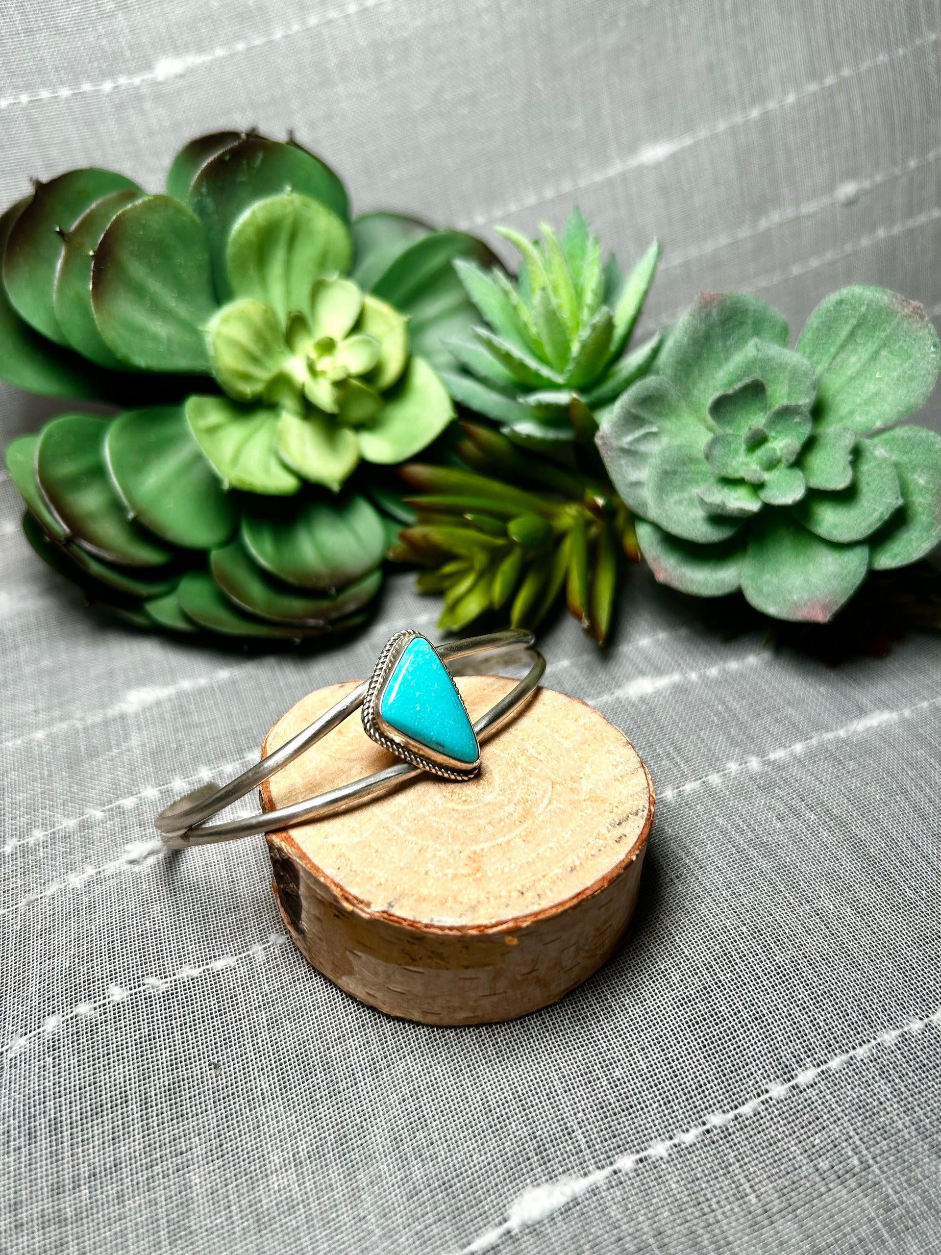 Navajo Made Kingman Turquoise & Sterling Silver Cuff Bracelet