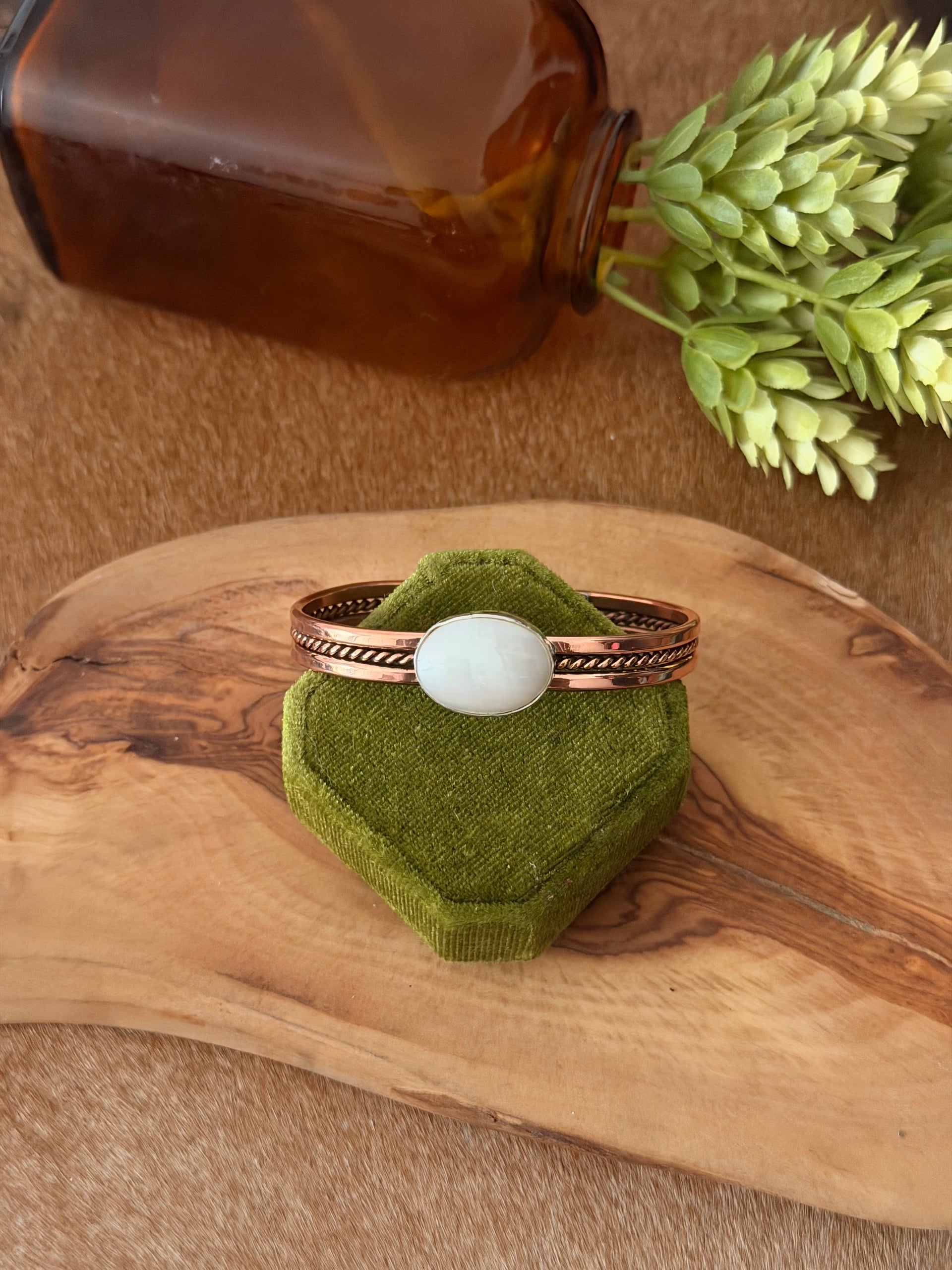 Navajo Made Fresh Water Pearl & Copper Cuff Bracelet