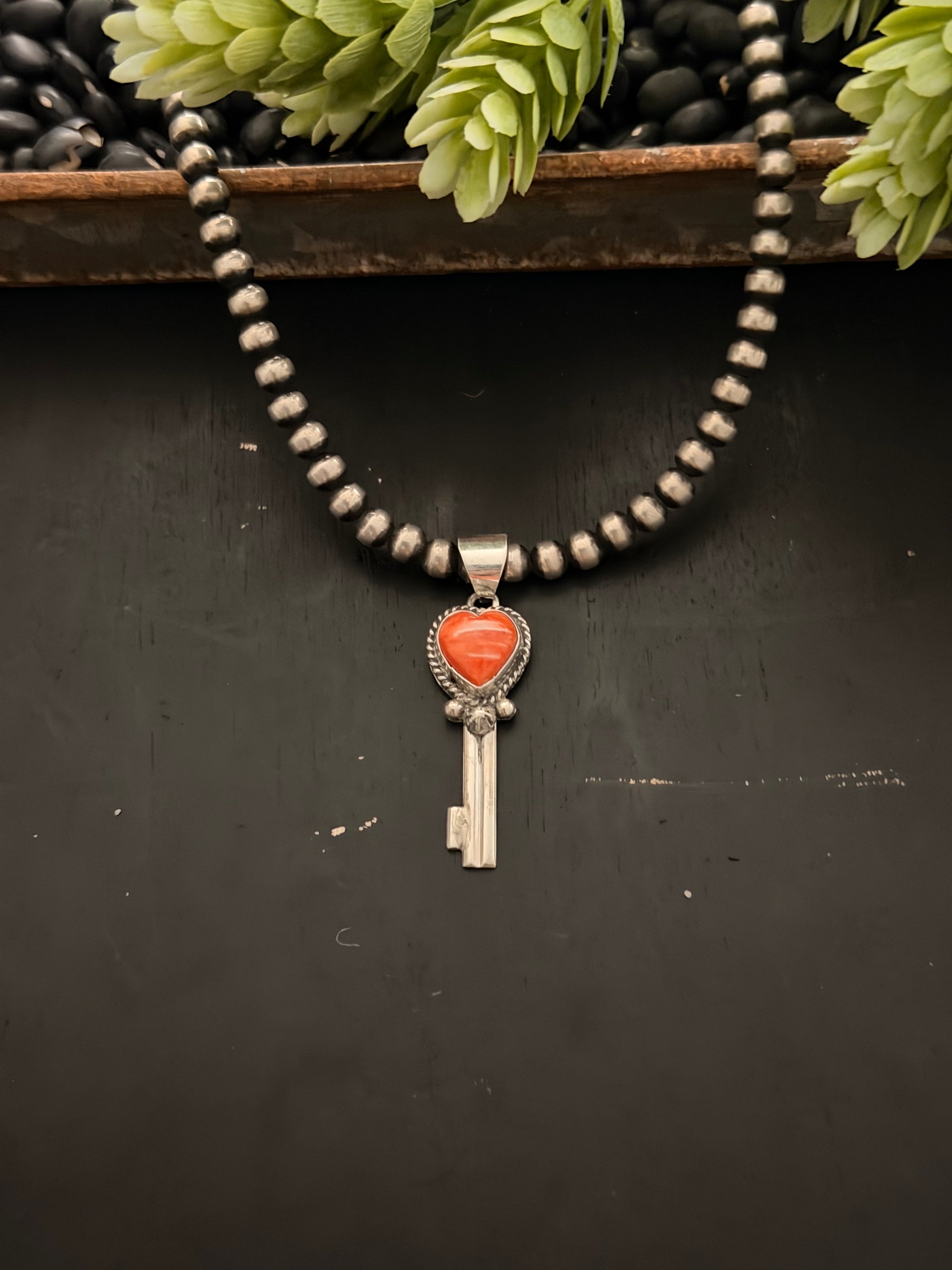 Navajo Made Spiny Oyster & Sterling Silver Pendant