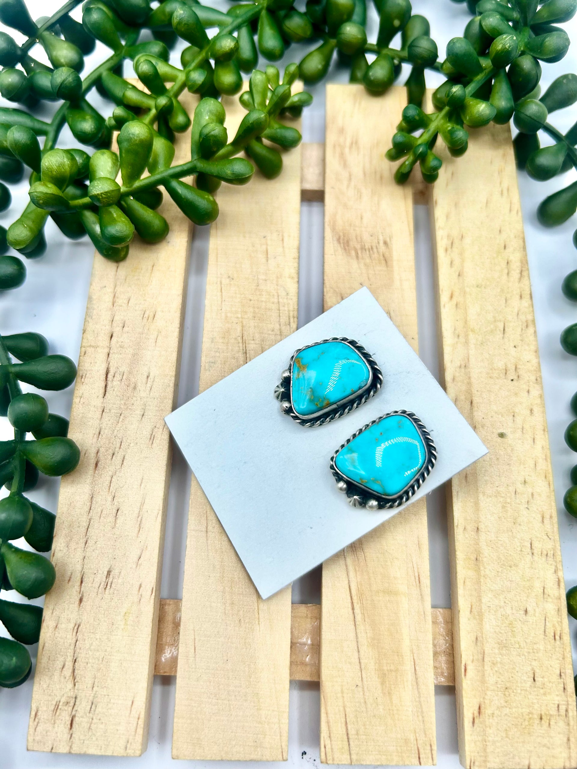 Chassily Belone Kingman Turquoise & Sterling Silver Post Earrings
