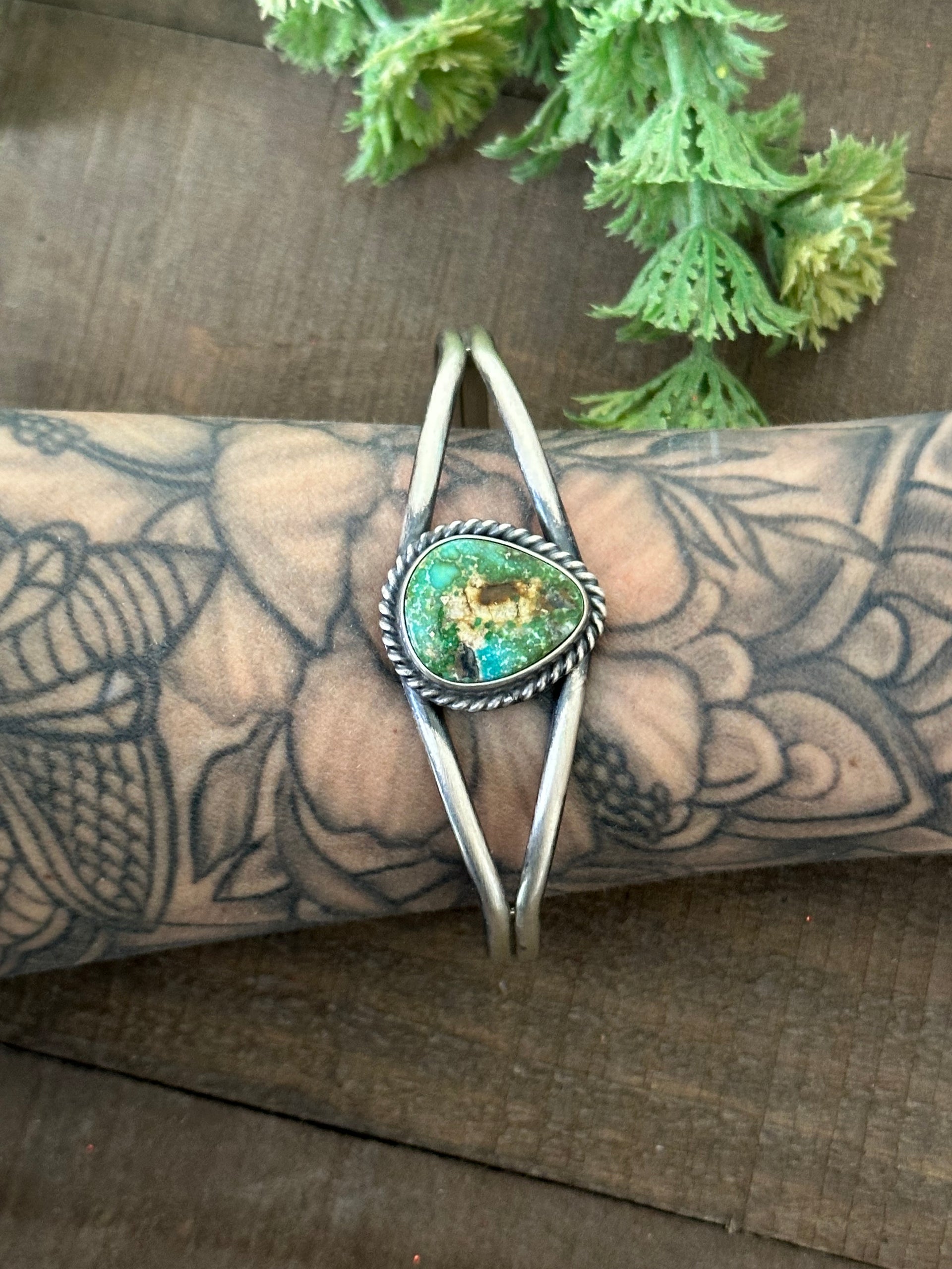 Dave Skeets Sonoran Gold Turquoise & Sterling Silver Cuff Bracelet