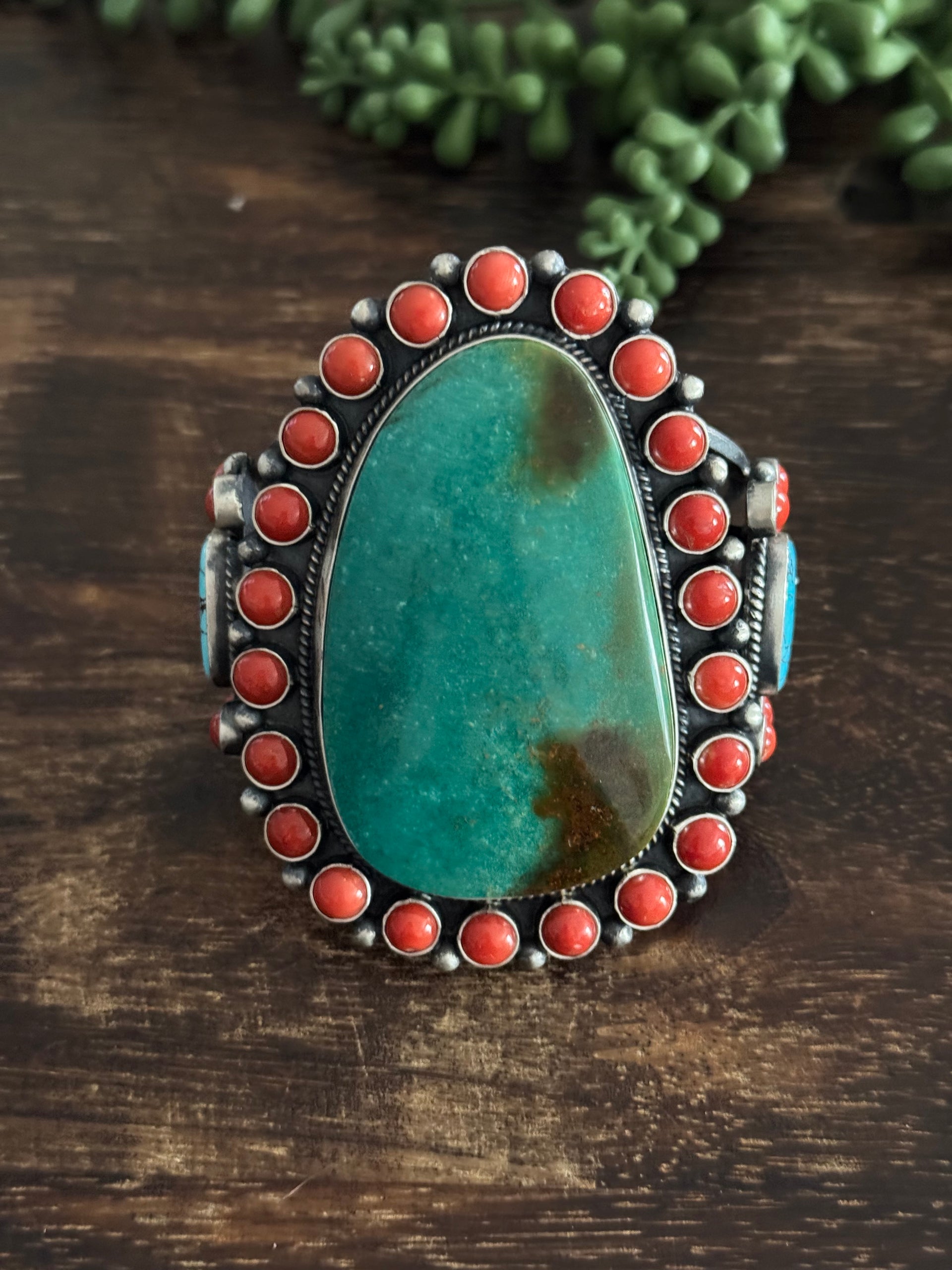 Kevin Billah Multi Stone & Sterling Silver Cluster Cuff Bracelet