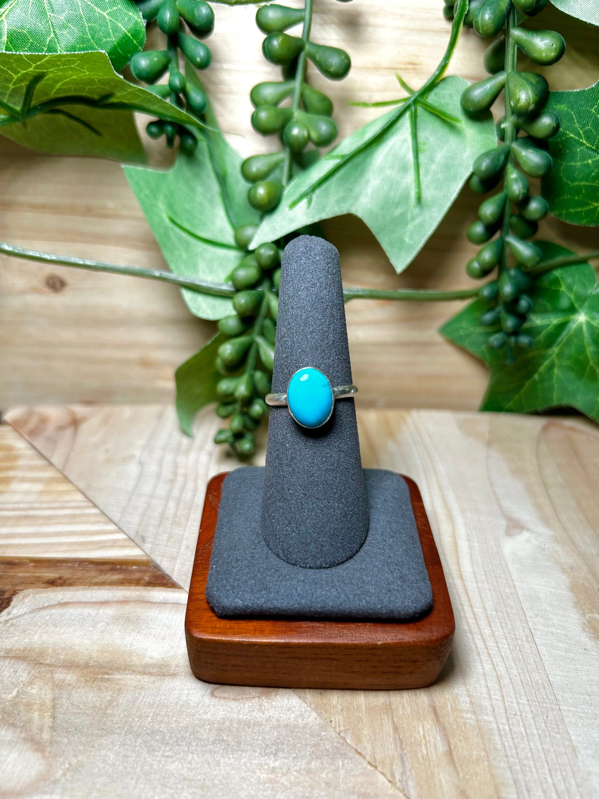 Navajo Made Kingman Turquoise & Sterling Silver Ring Size 7