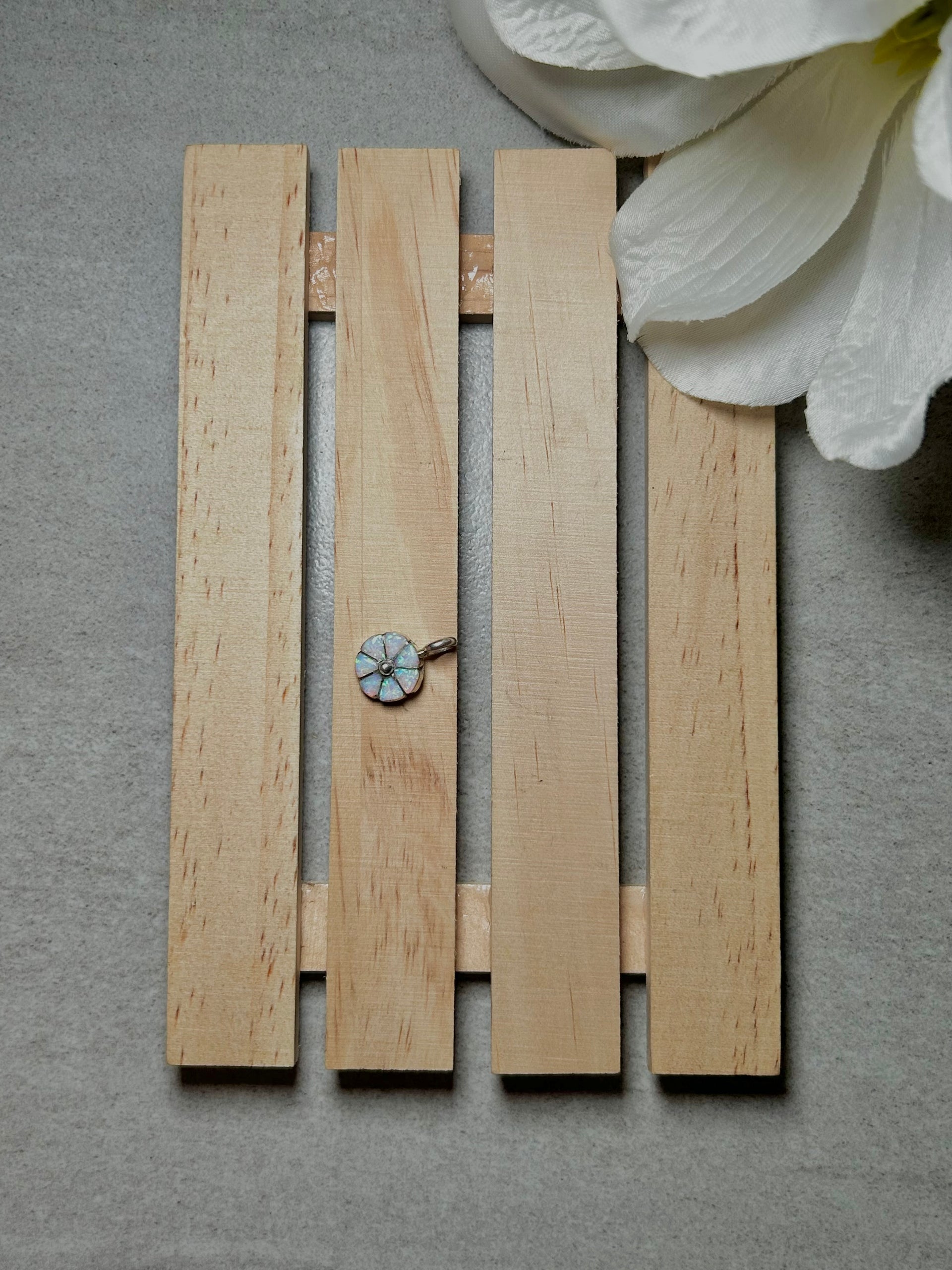 Zuni White Opal & Sterling Silver Pendant