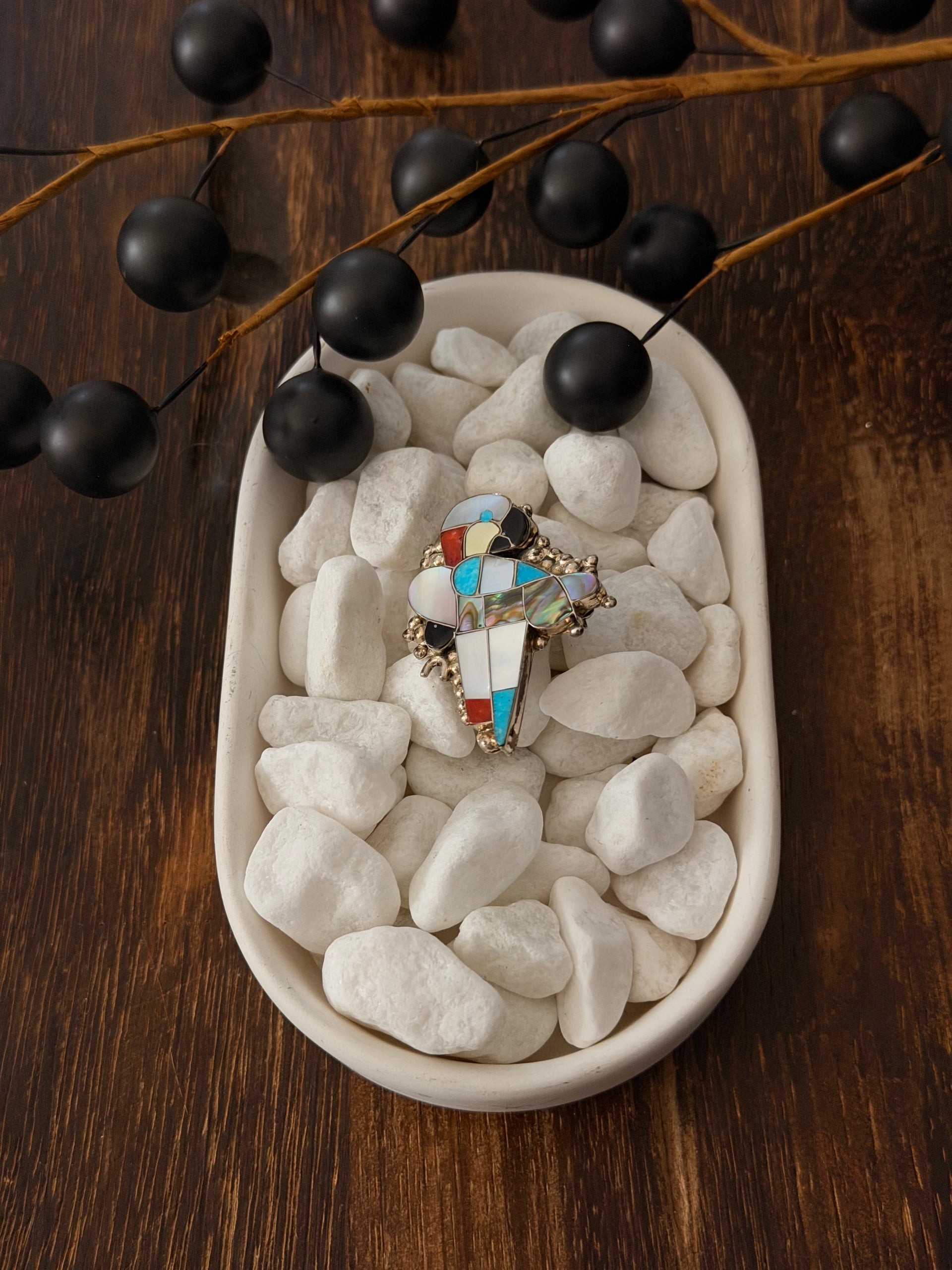 Zuni Made Multi Stone & Sterling Silver Pin/Pendant