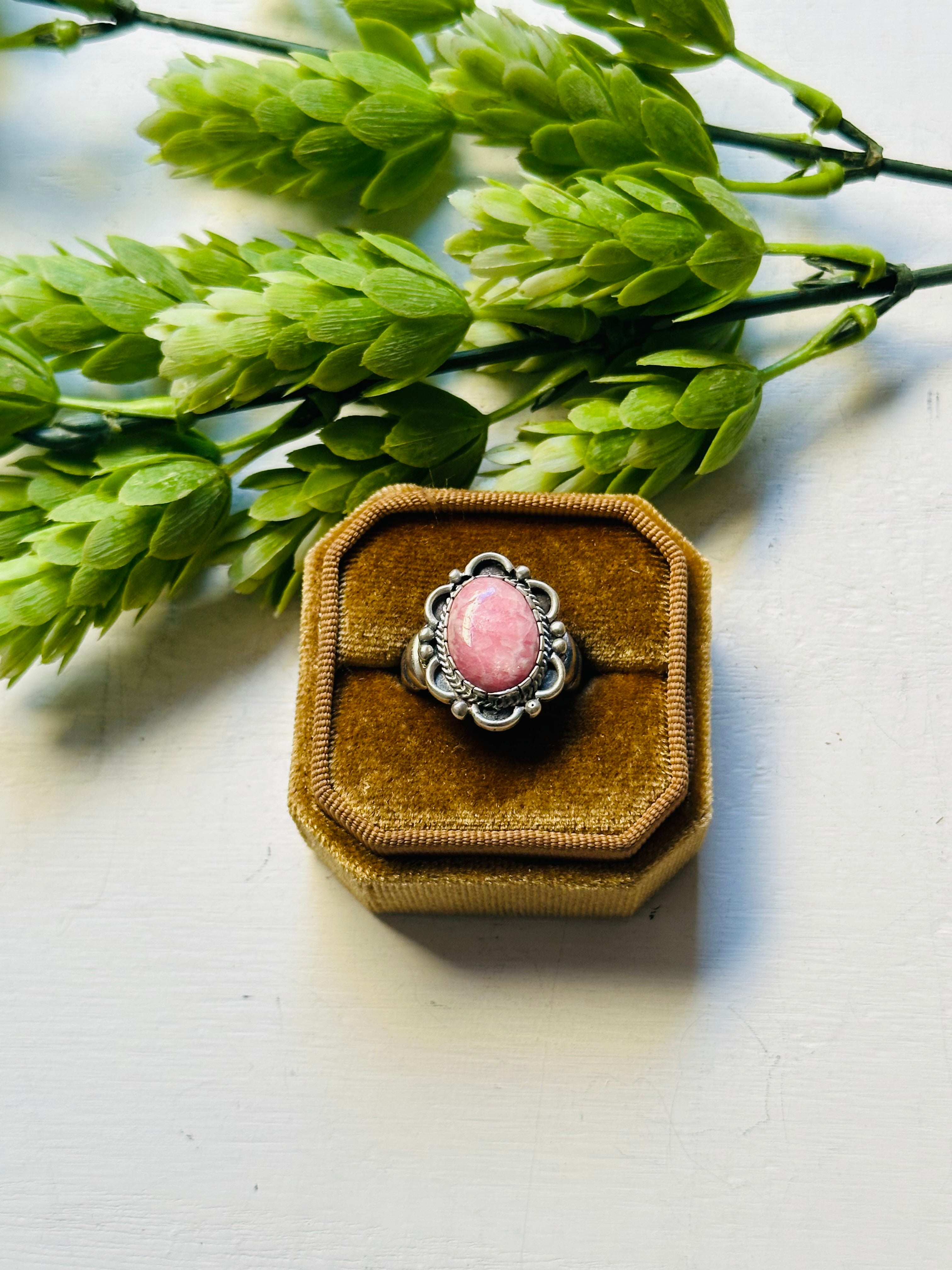 Navajo Made Rhodochrosite & Sterling Silver Ring