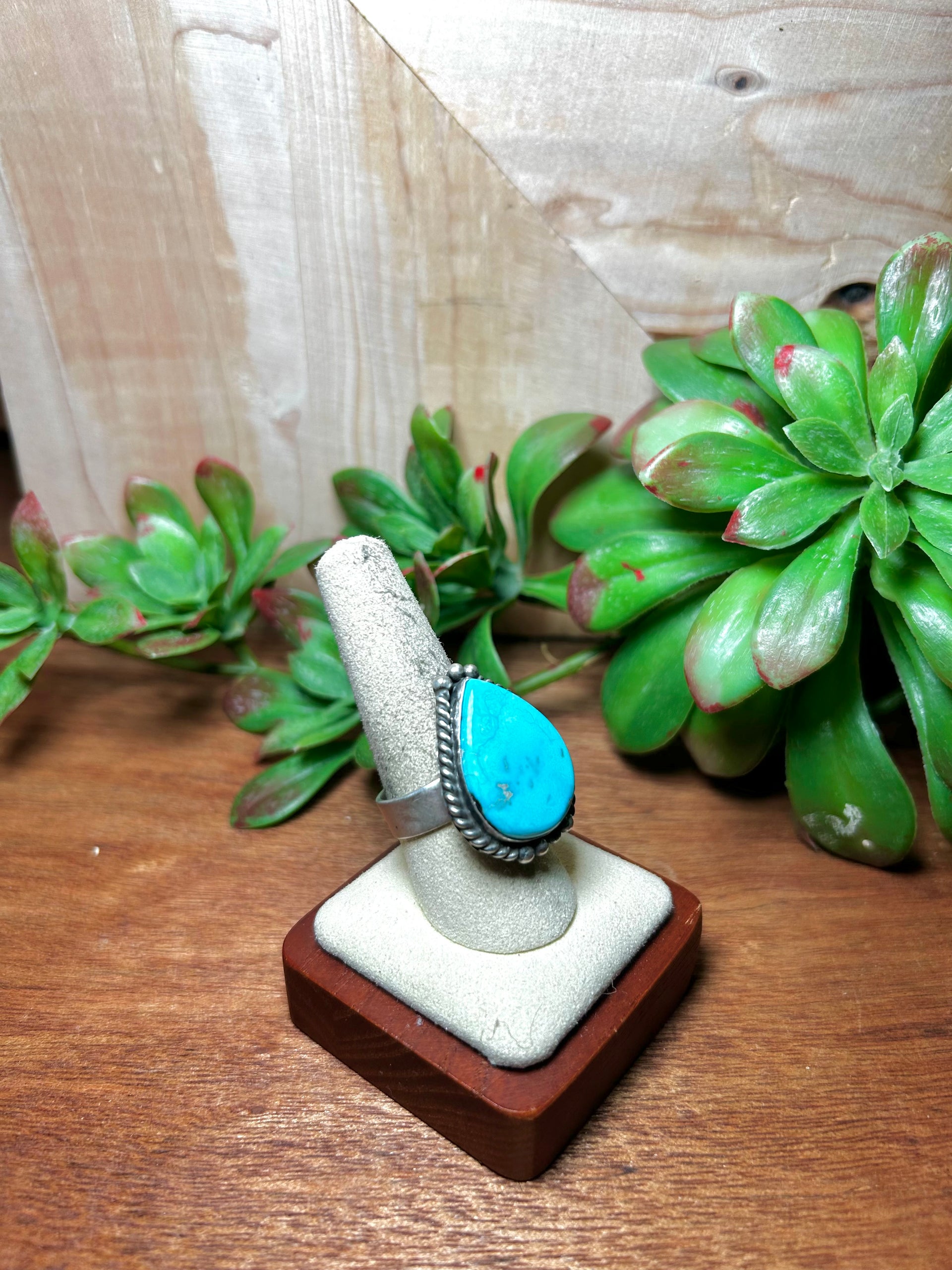 Zachariah David Blue Bird Turquoise & Sterling Silver Adjustable Ring