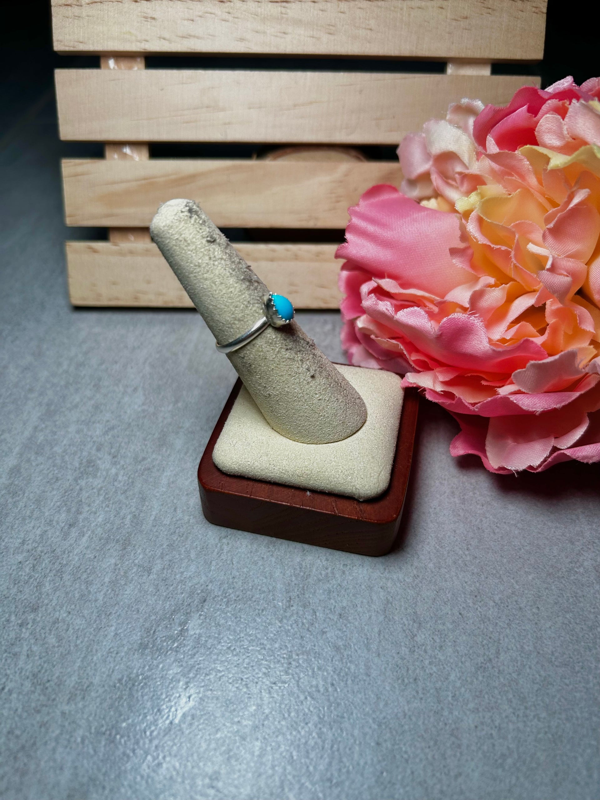 Navajo Made Sleeping Beauty Turquoise & Sterling Silver Ring