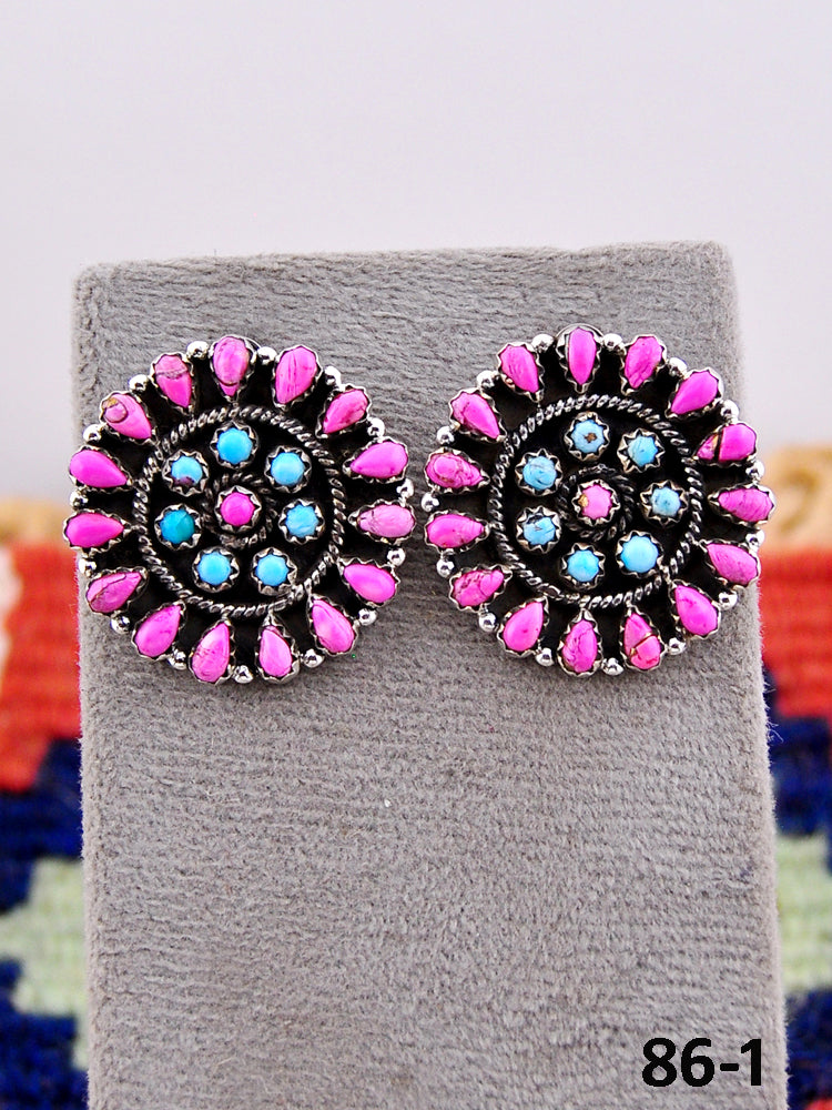 Southwest Handmade Cotton Candy & Sterling Silver Post Earrings