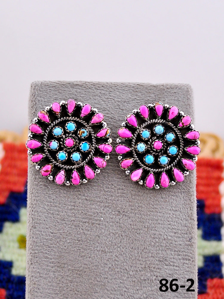 Southwest Handmade Cotton Candy & Sterling Silver Post Earrings