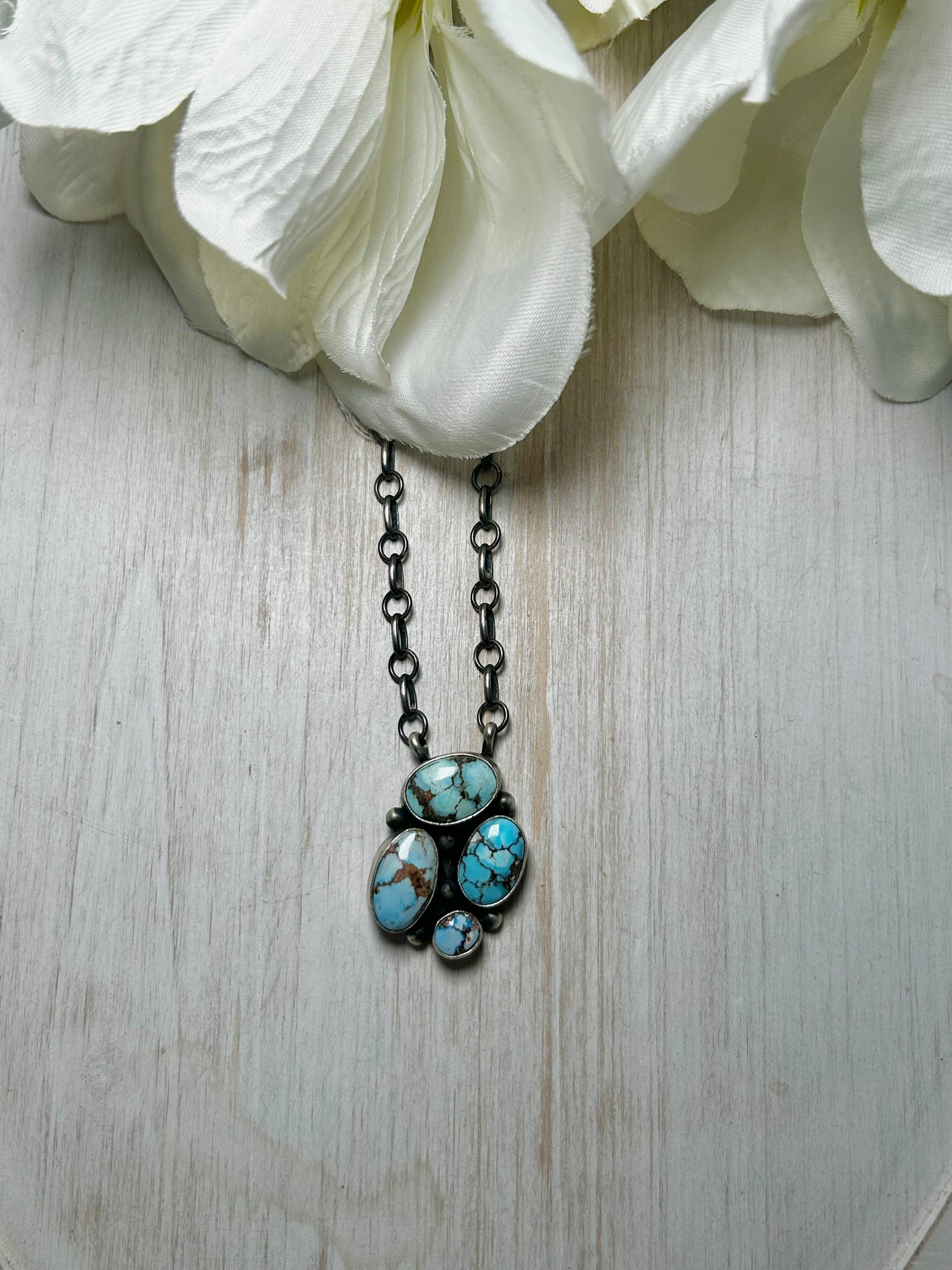 Navajo Made Golden Hills Turquoise & Sterling Silver Necklace