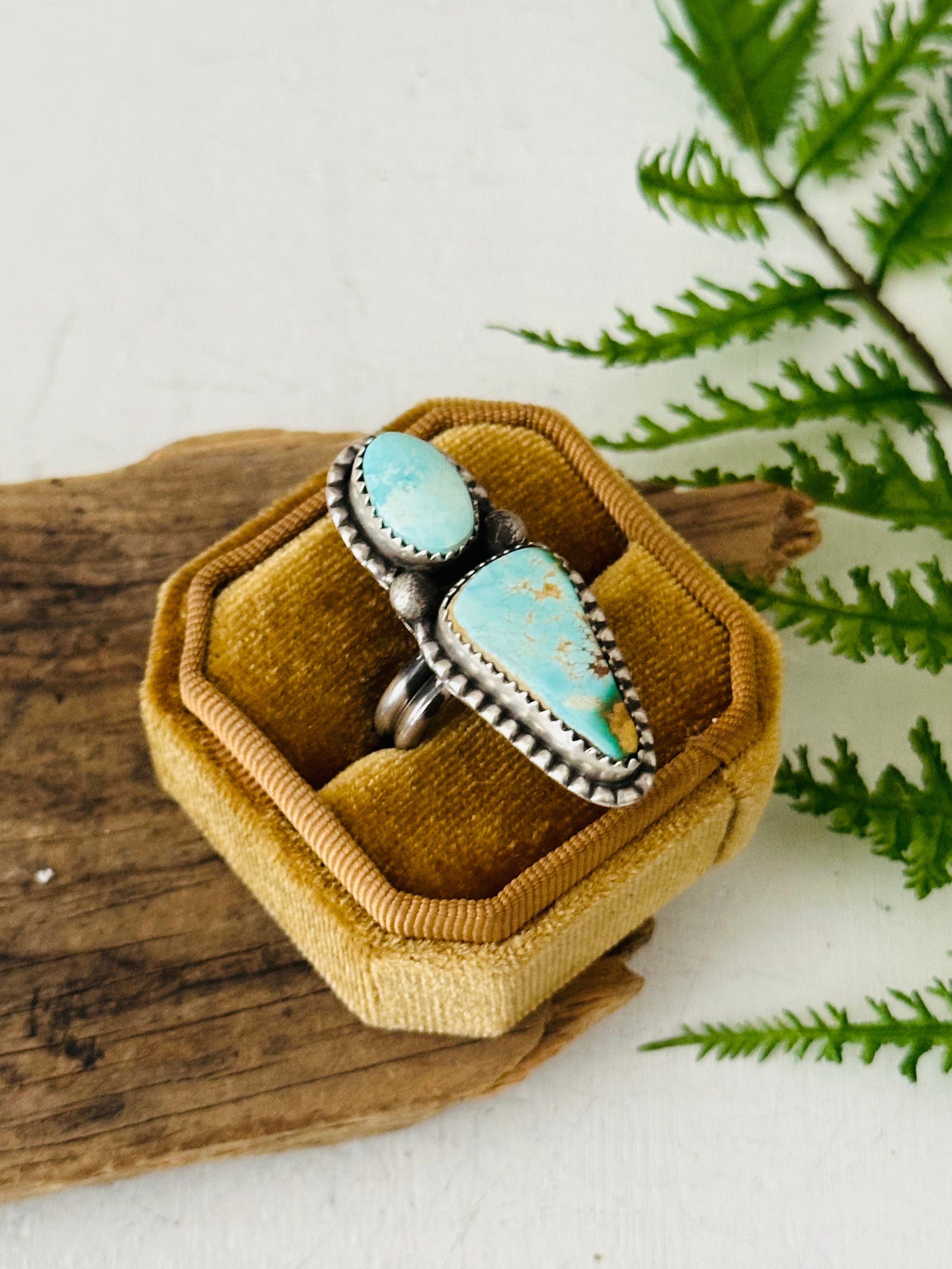 Tia Long Royston Turquoise & Sterling Silver Adjustable Ring