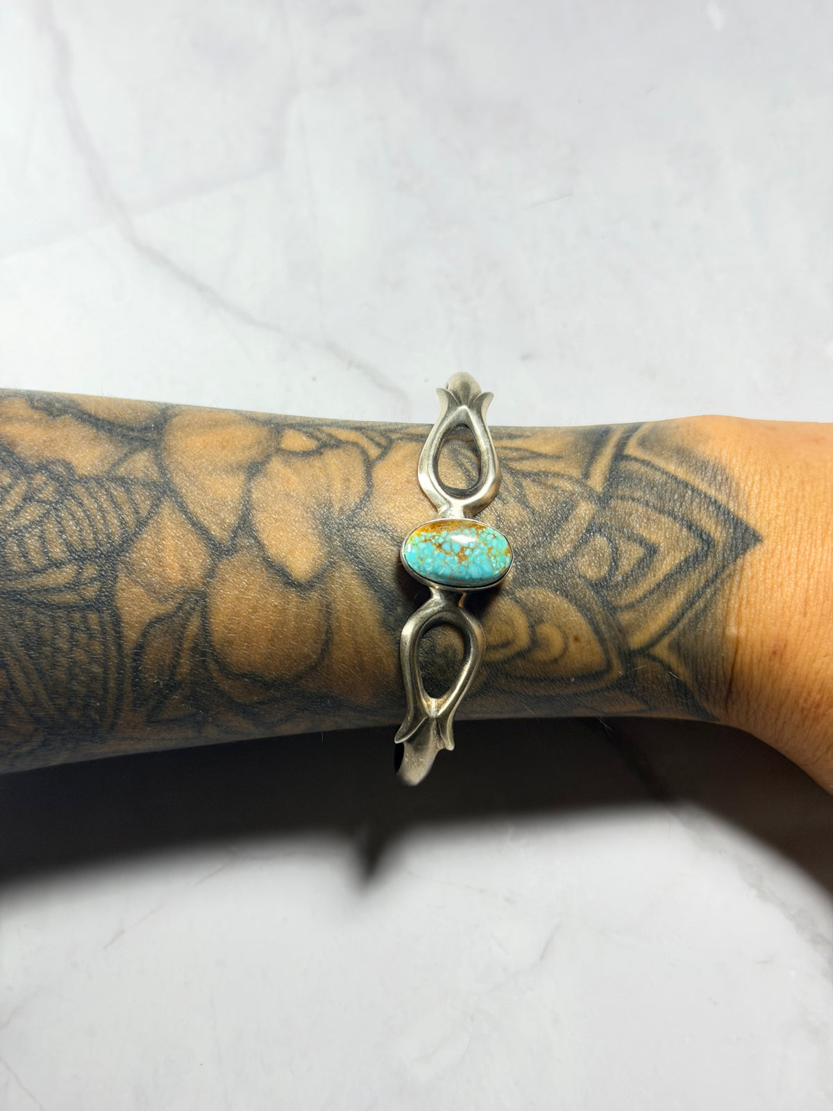 Navajo Made Mine 8 Turquoise & Sterling Silver Cuff Bracelet