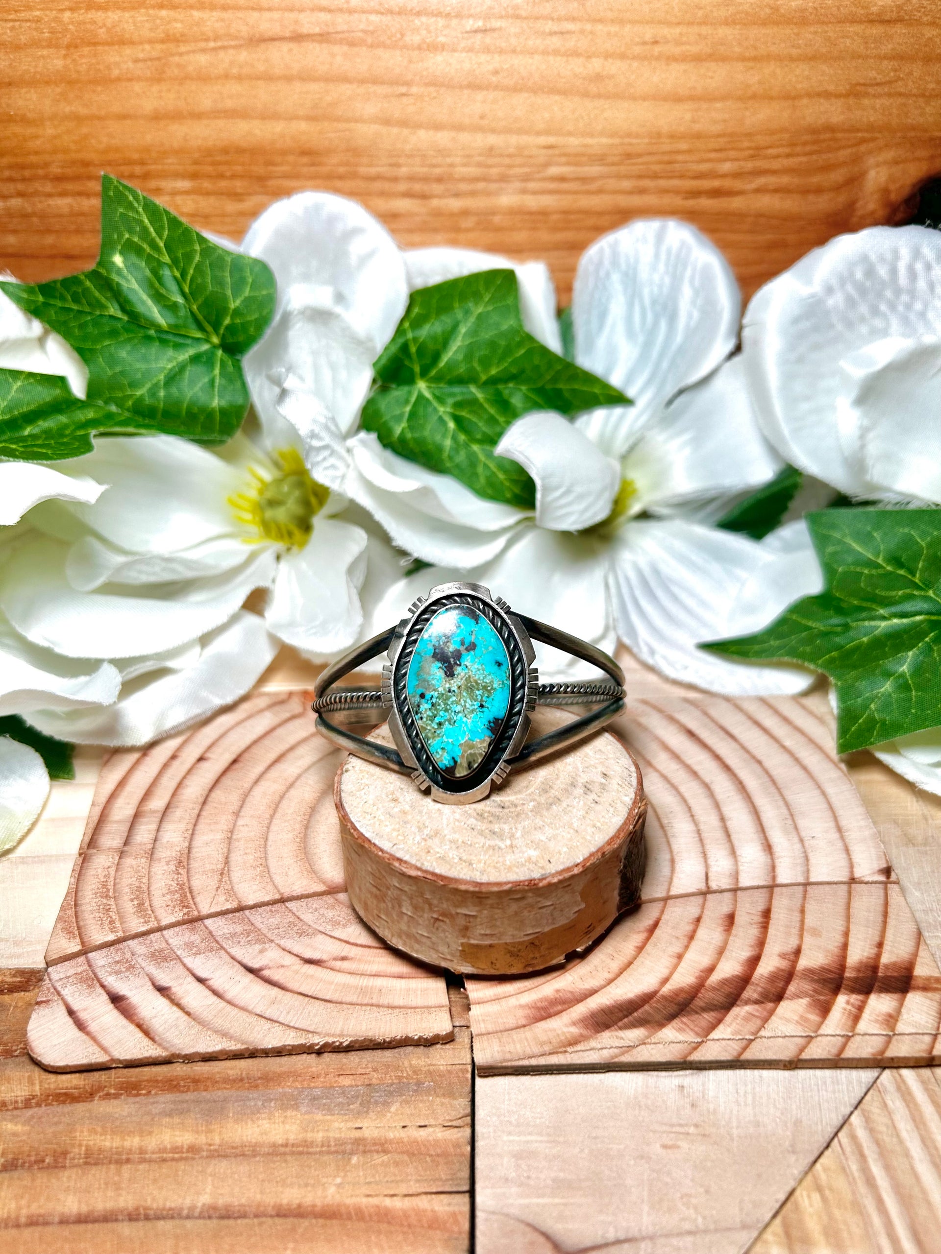 Navajo Made Red Skin Turquoise & Sterling Silver Cuff Bracelet