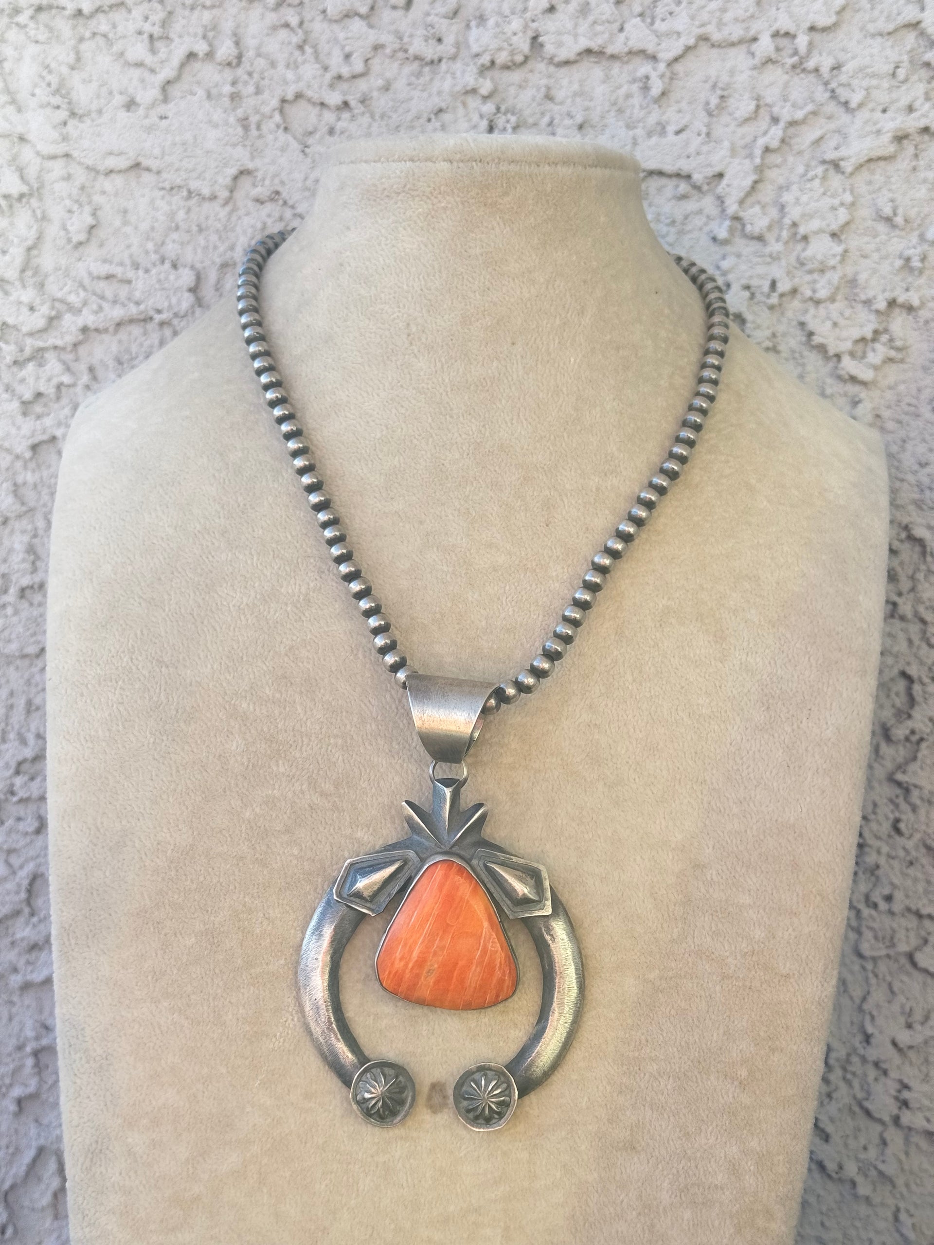 Chimney Butte Spiny Oyster & Sterling Silver Naja Pendant