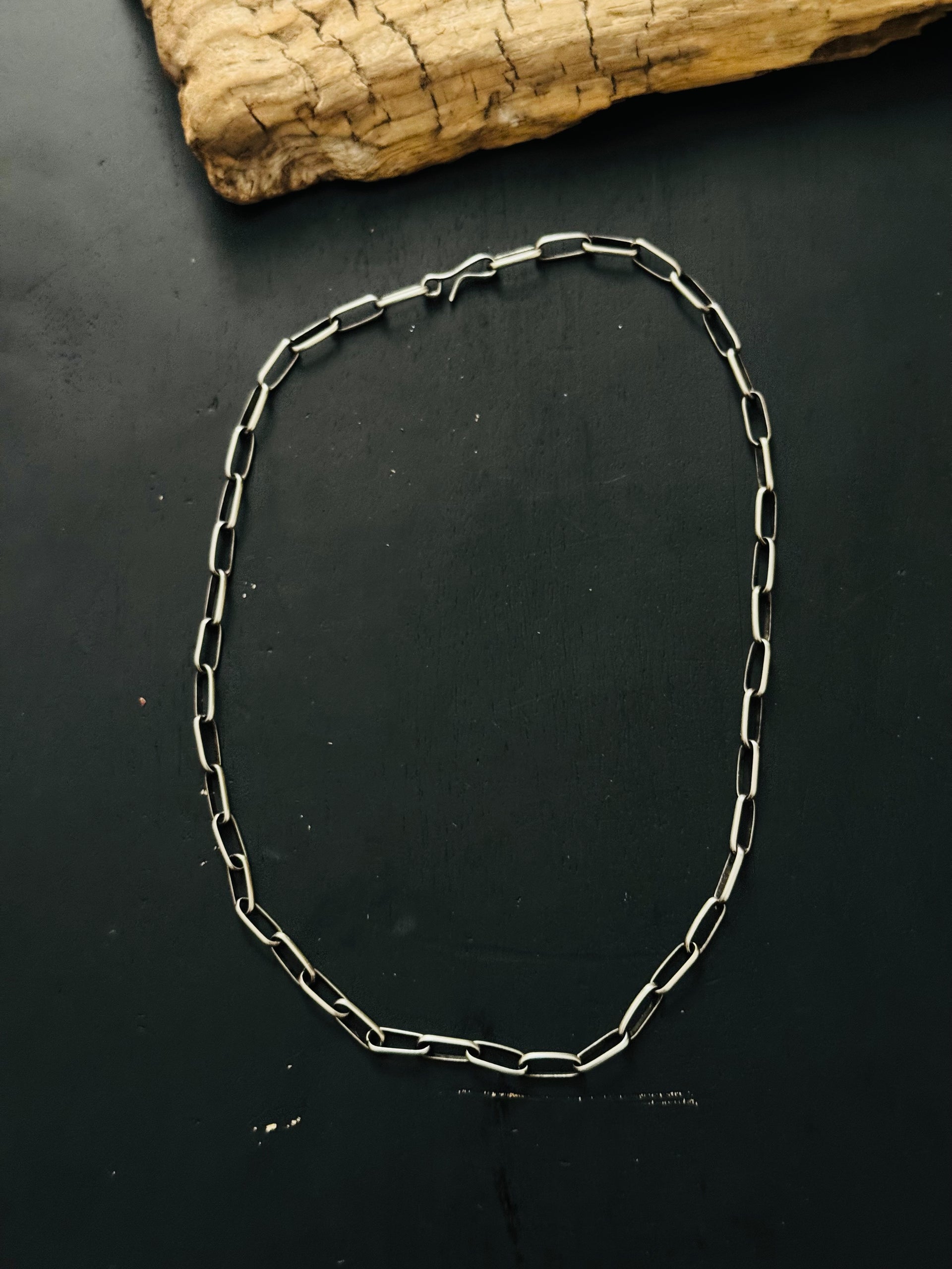 Navajo Made Sterling Silver Paperclip Chain Necklace