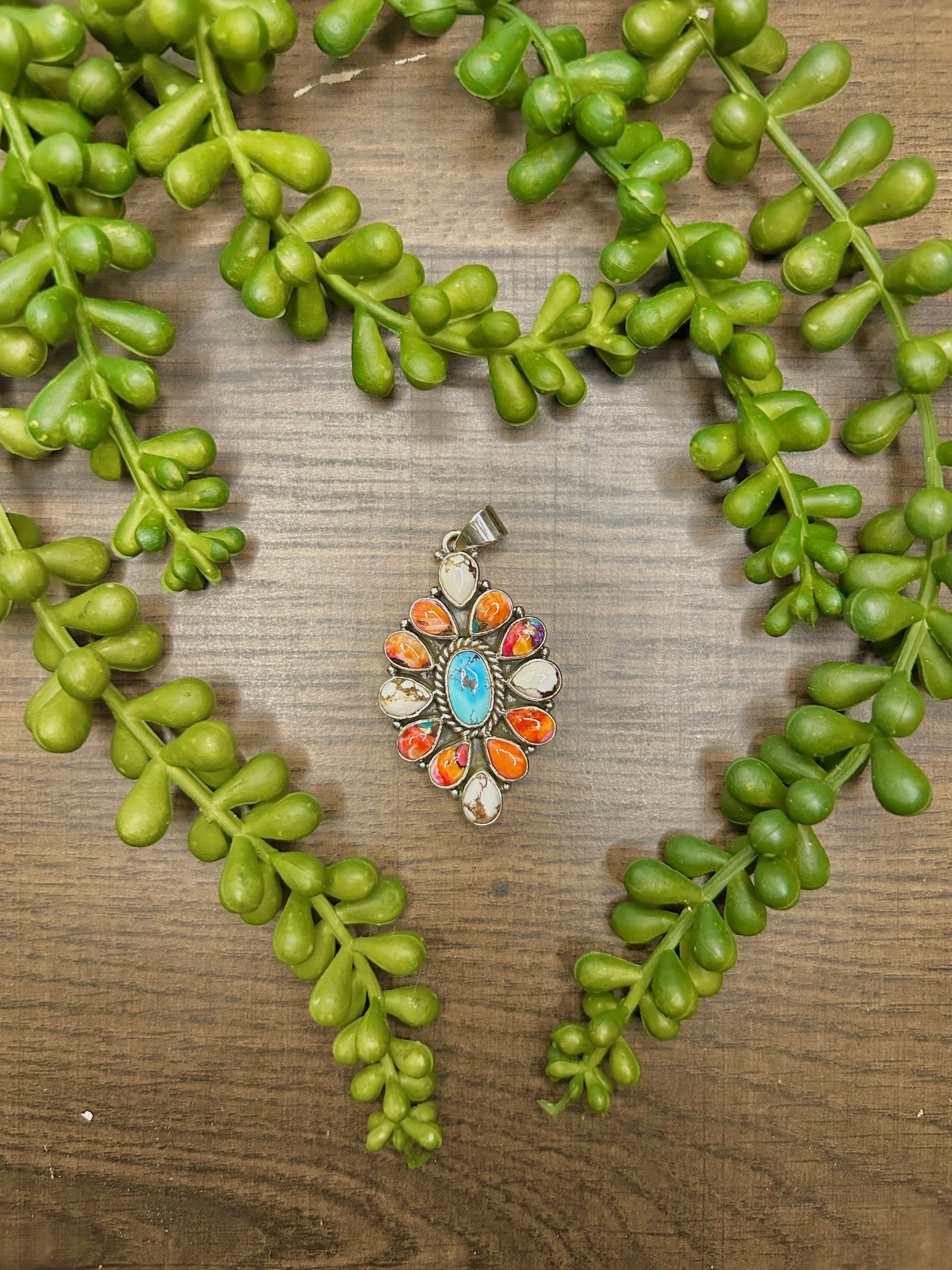 Southwest Multi Stone & Sterling Silver Pendant