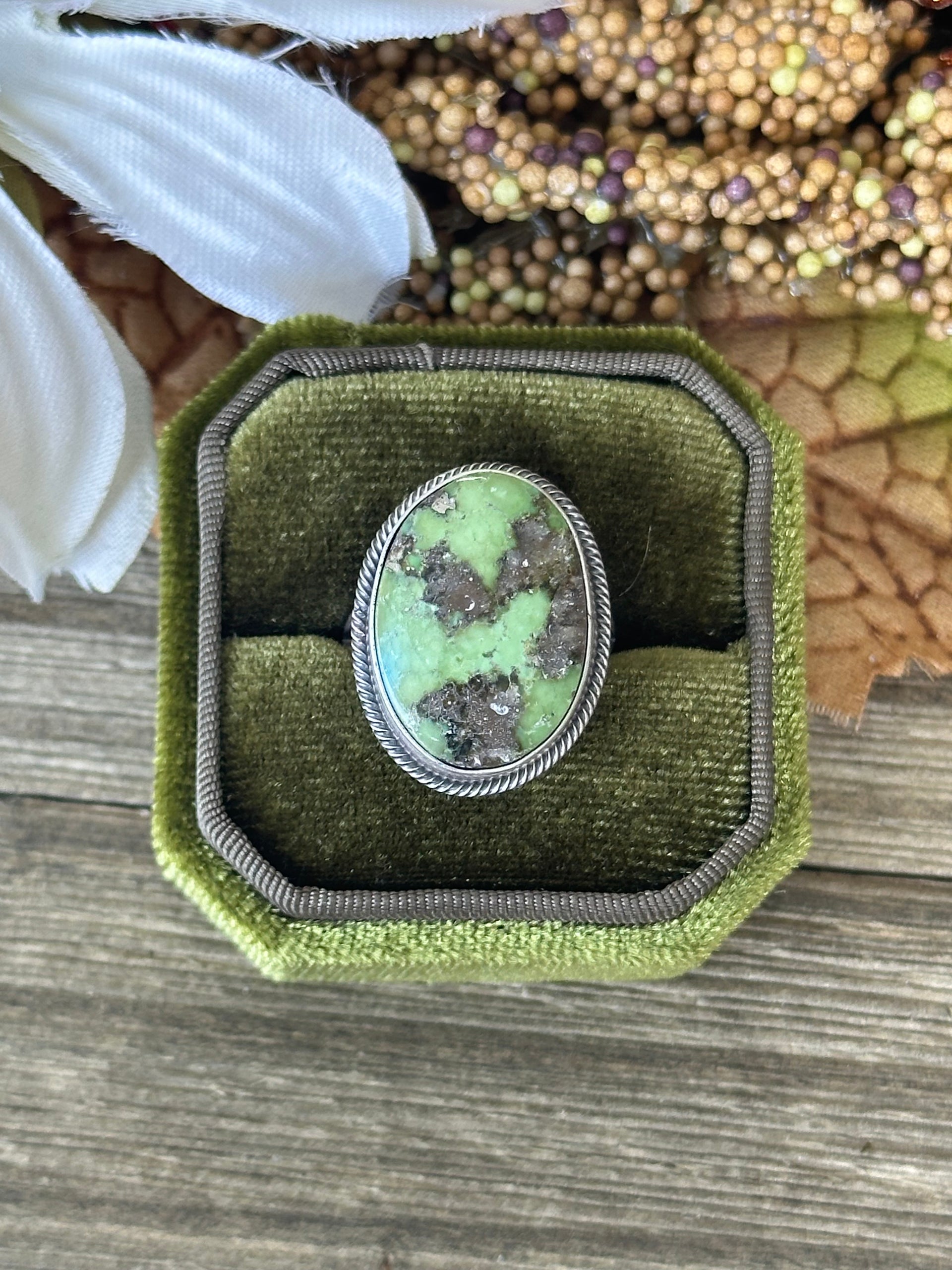 Scott Skeets Sonoran Gold Turquoise &  Sterling Silver Ring Size 7.25