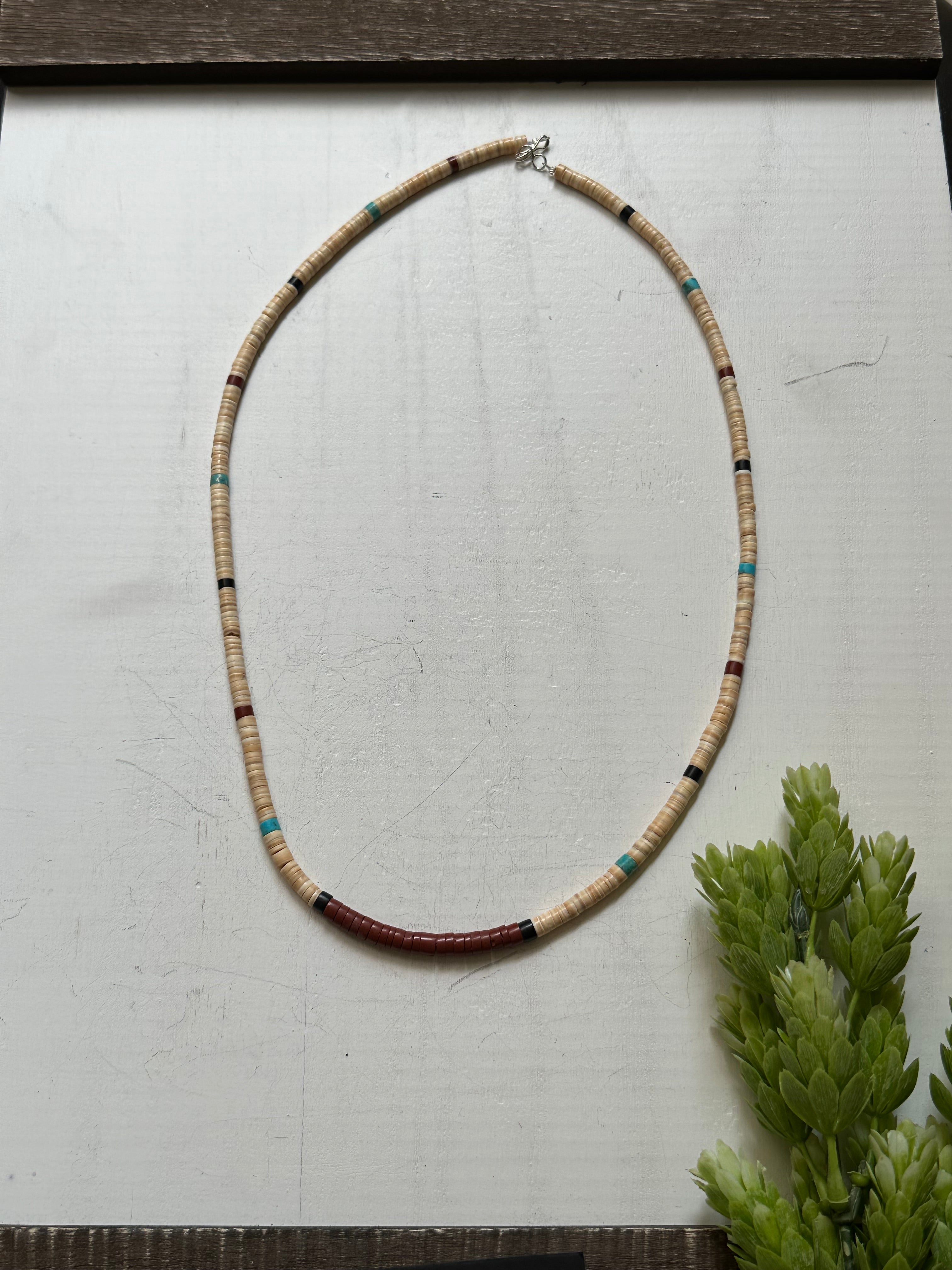 Hopi Strung Multi Stone & Sterling Silver Necklace