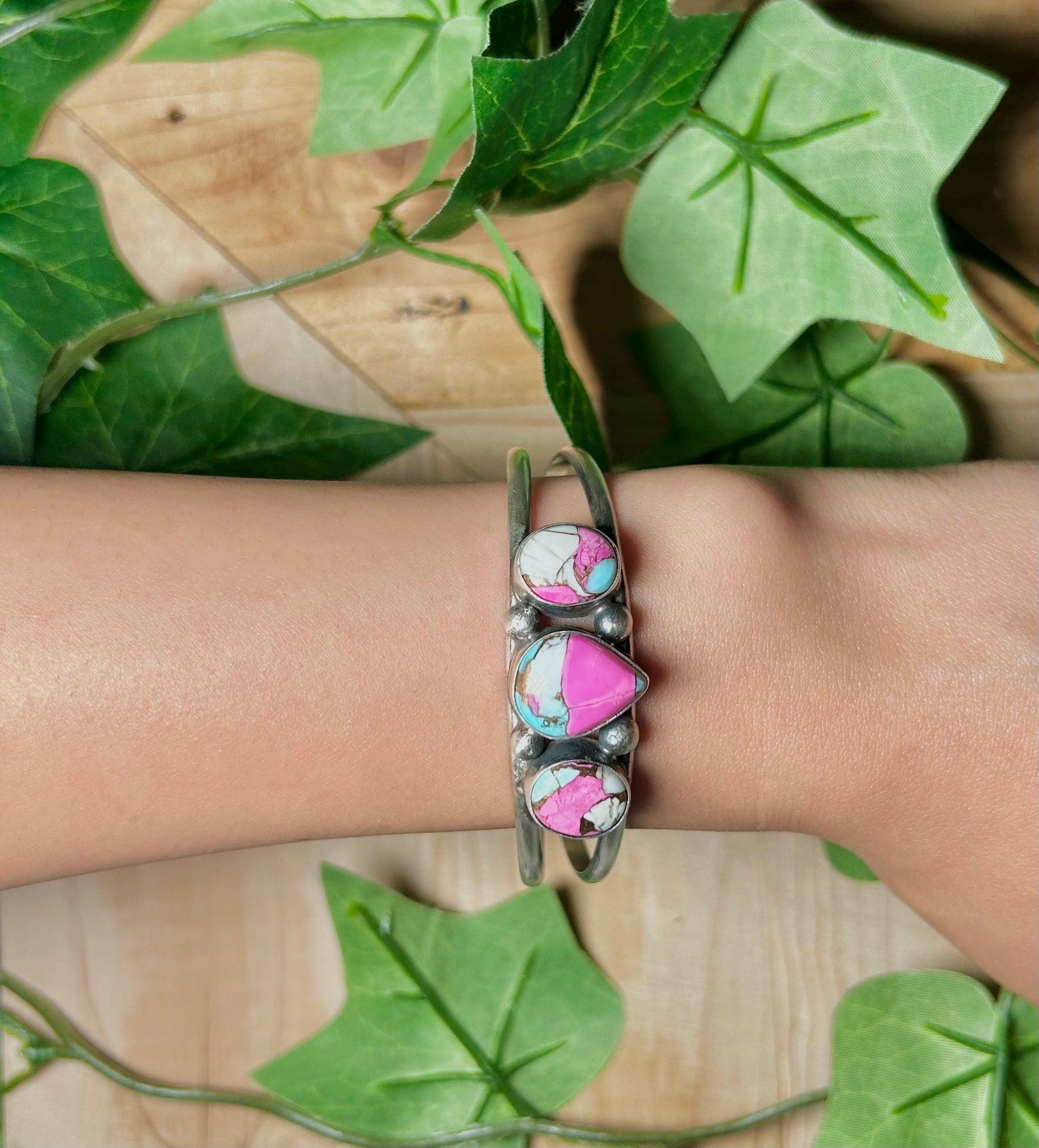 Augustine Largo Cotton Dahlia & Sterling Silver Cuff Bracelet