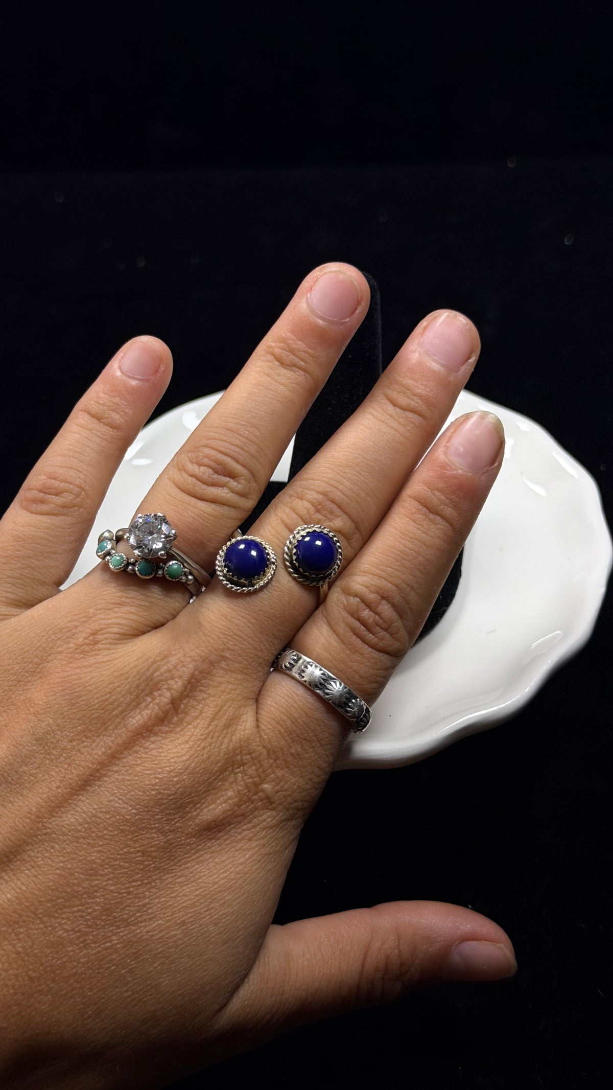 Esther White Lapis & Sterling Silver Adjustable Ring