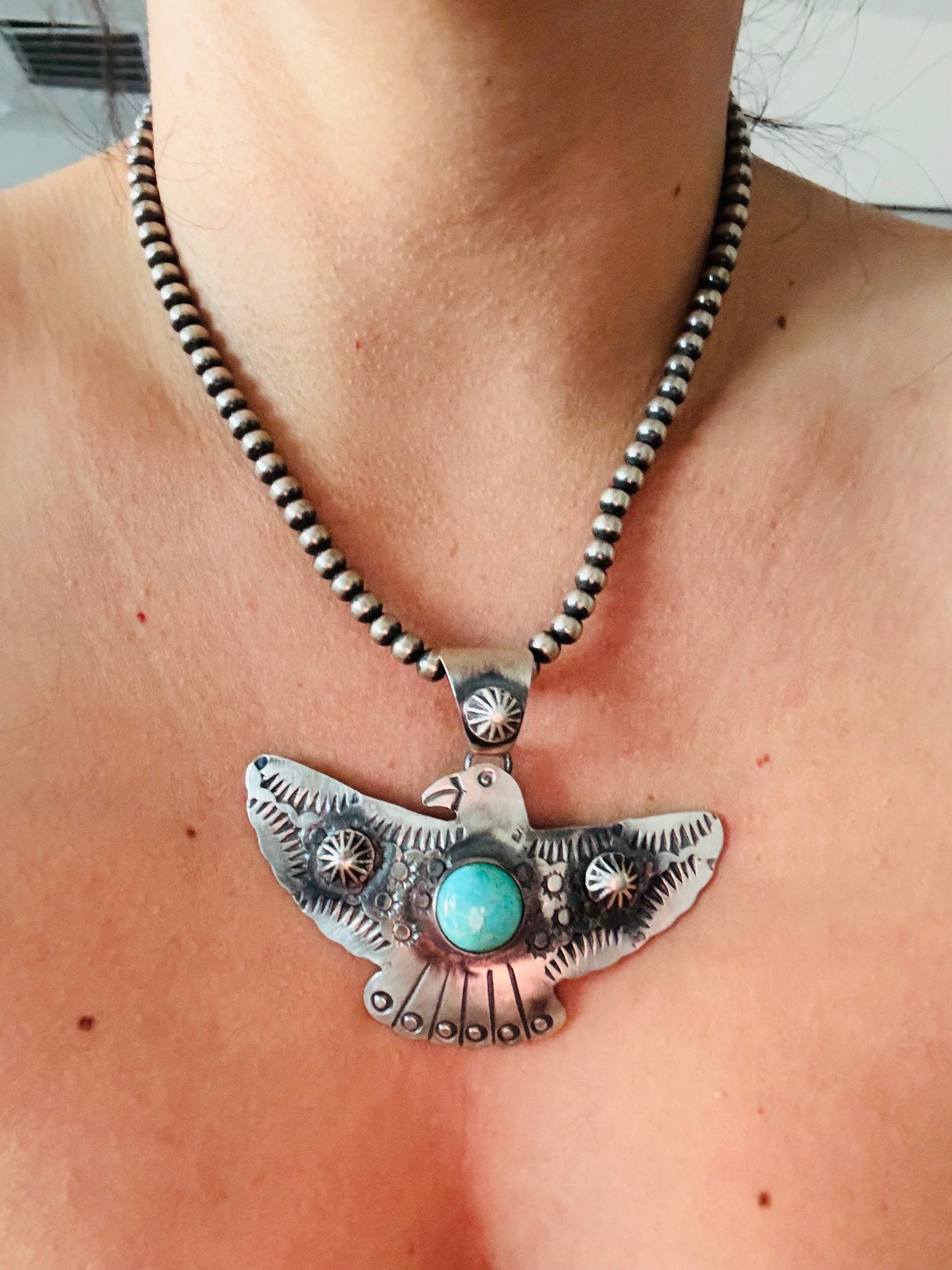 Chimney Butte Kingman Turquoise & Sterling Silver Pendant