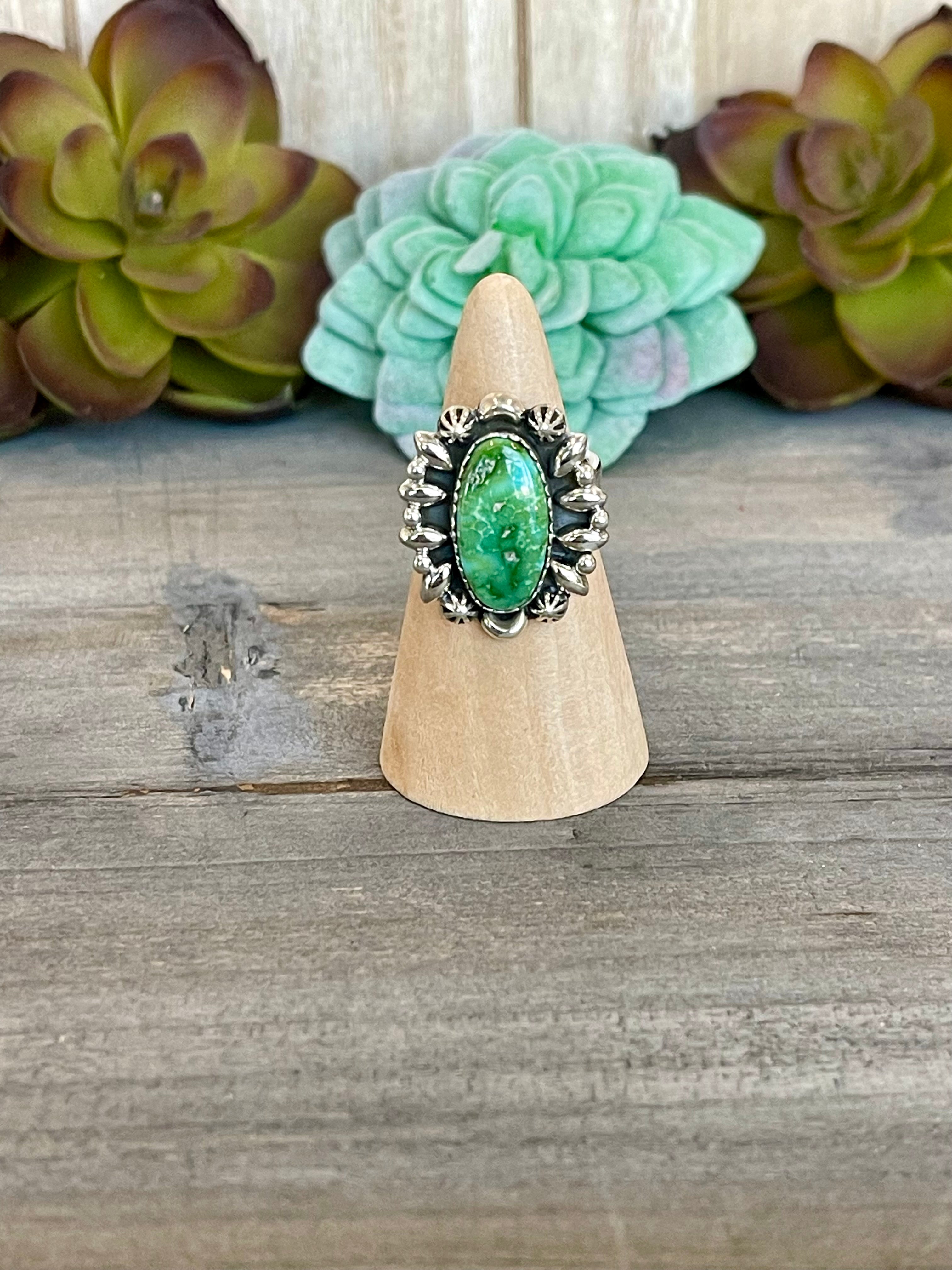 Southwest Handmade Sonoran Mountain Turquoise & Sterling Silver Adjustable Ring