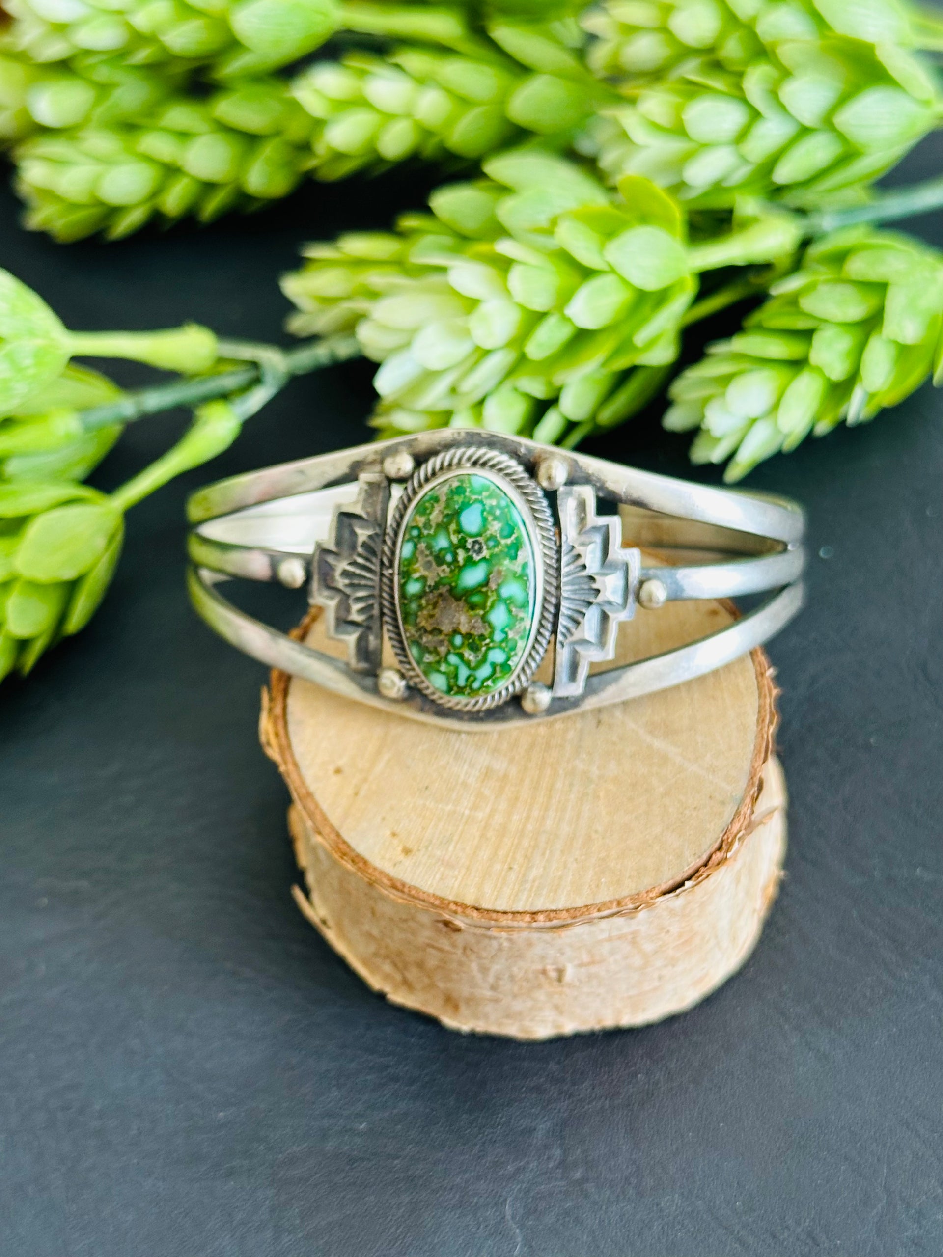 Mark Yazzie Sonoran Gold Turquoise and Sterling Silver Cuff Bracelet