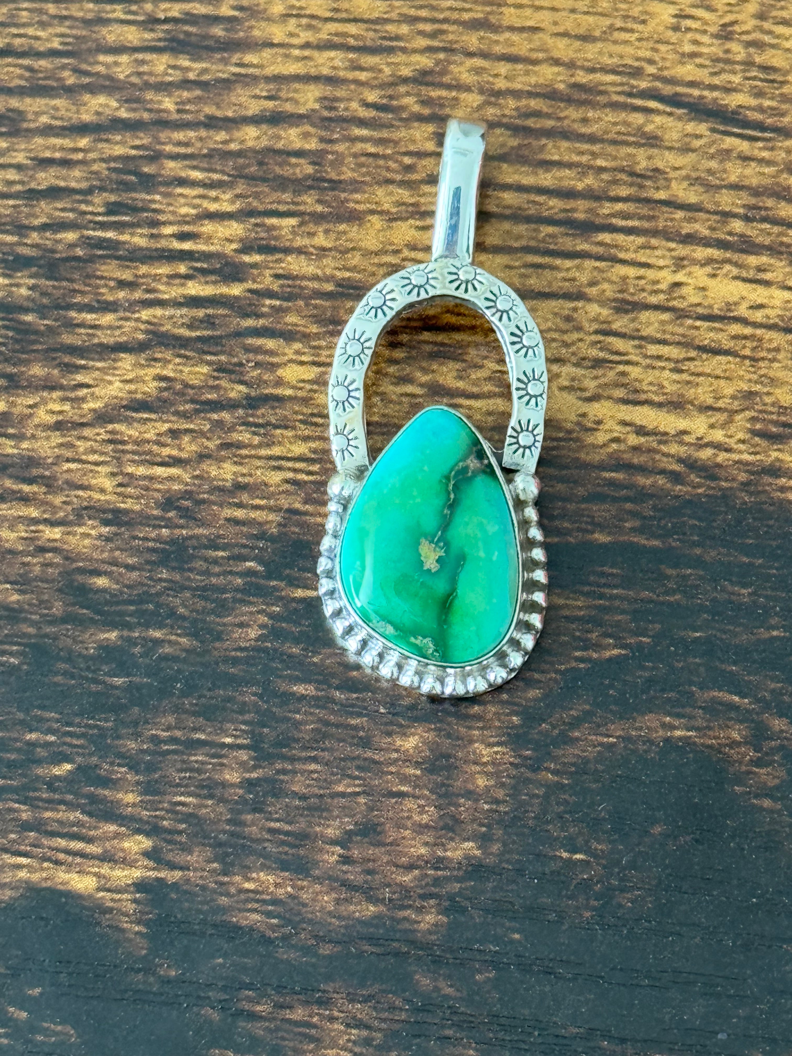 Southwest Sonoran Mountain Turquoise & Sterling Silver Pendant