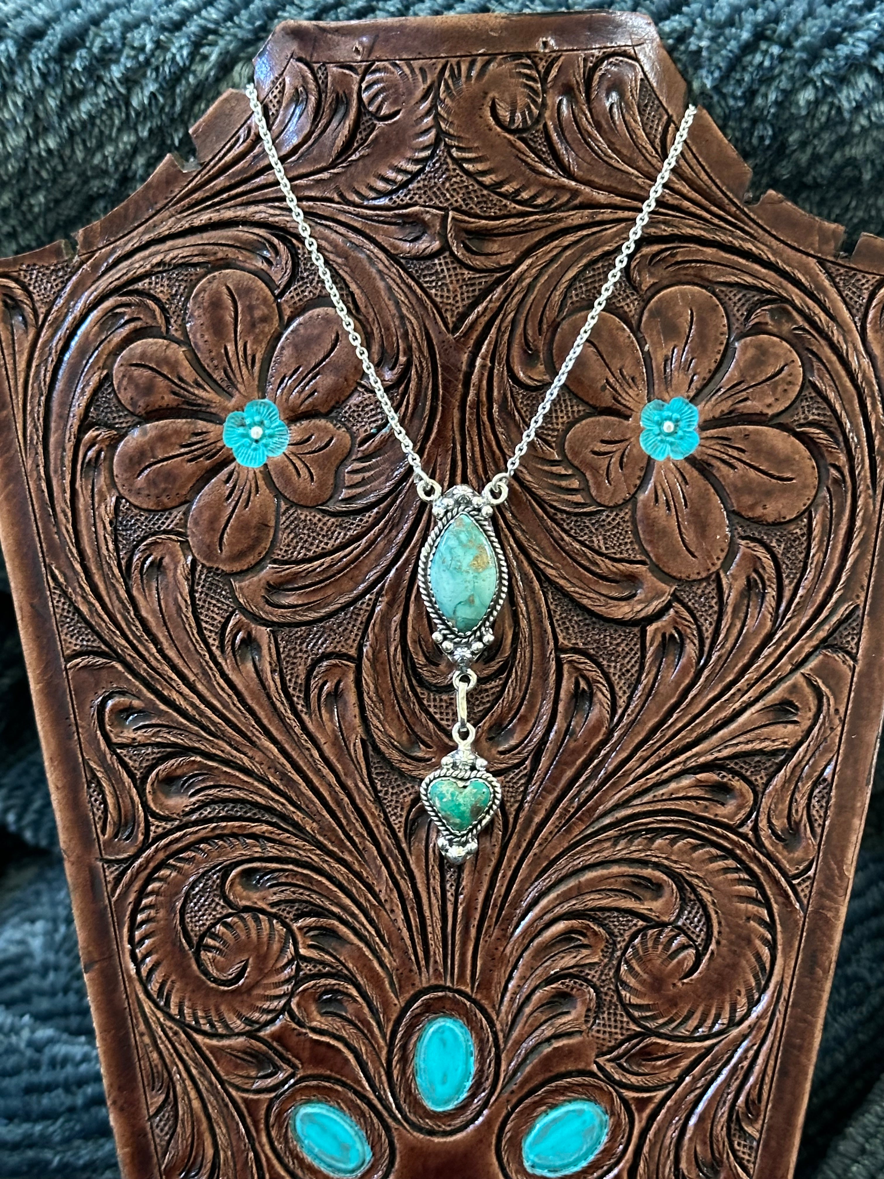 Southwest Handmade Emerald Valley Turquoise & Sterling Silver Necklace