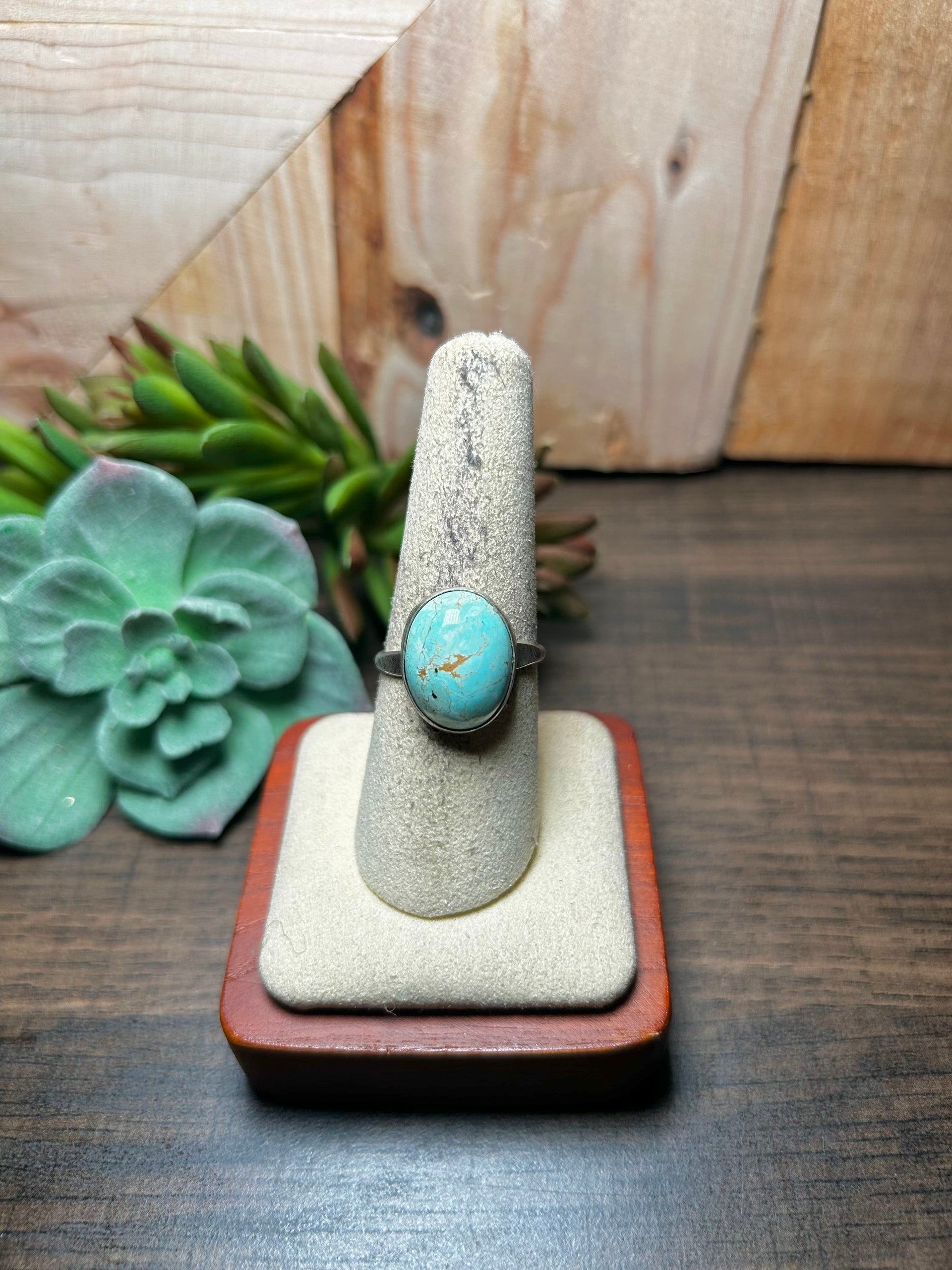 Navajo Made Royston Turquoise & Sterling Silver Ring Size 8.5