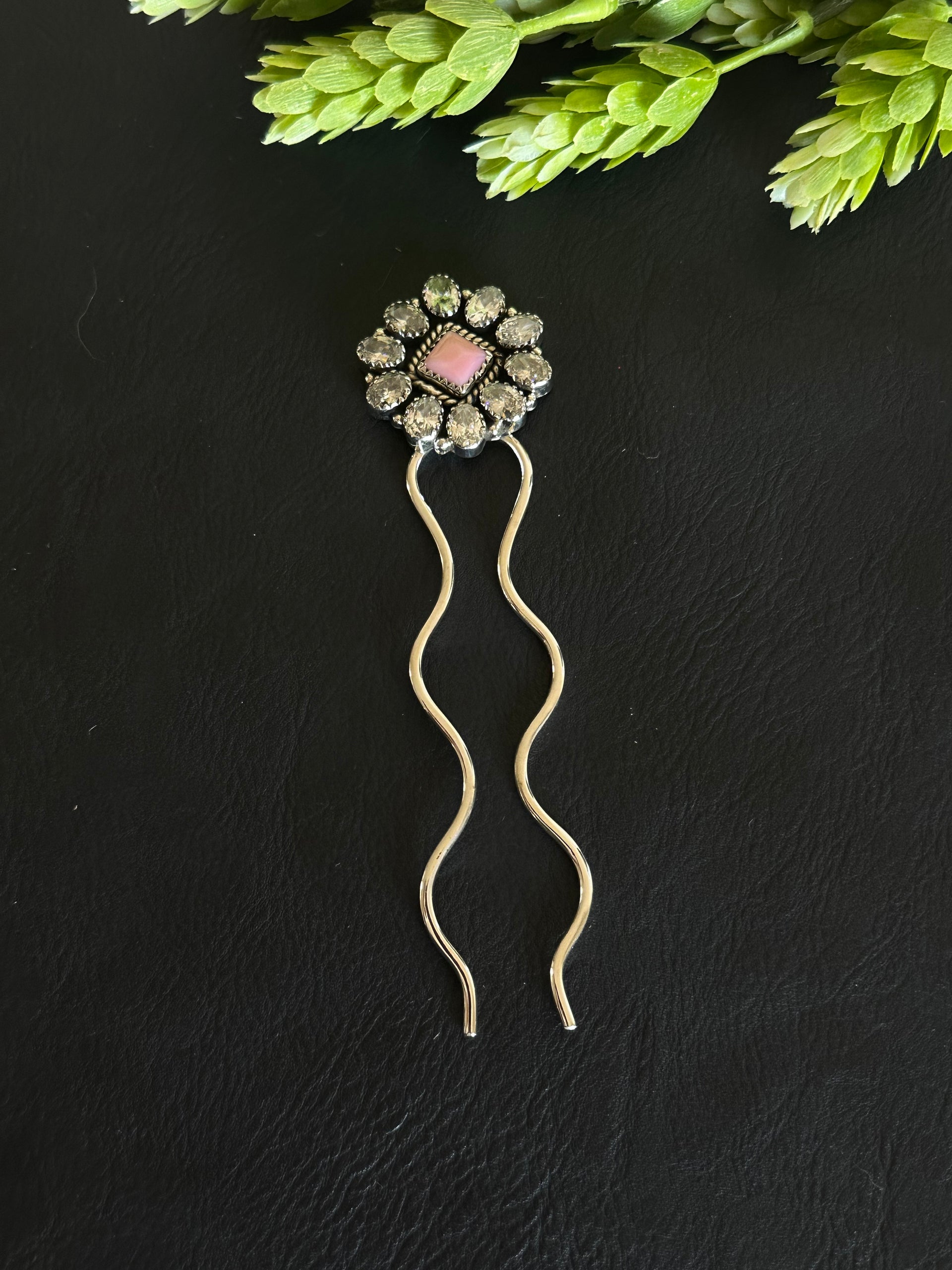 Southwest Handmade Multi Stone & Sterling Silver Hair Pin