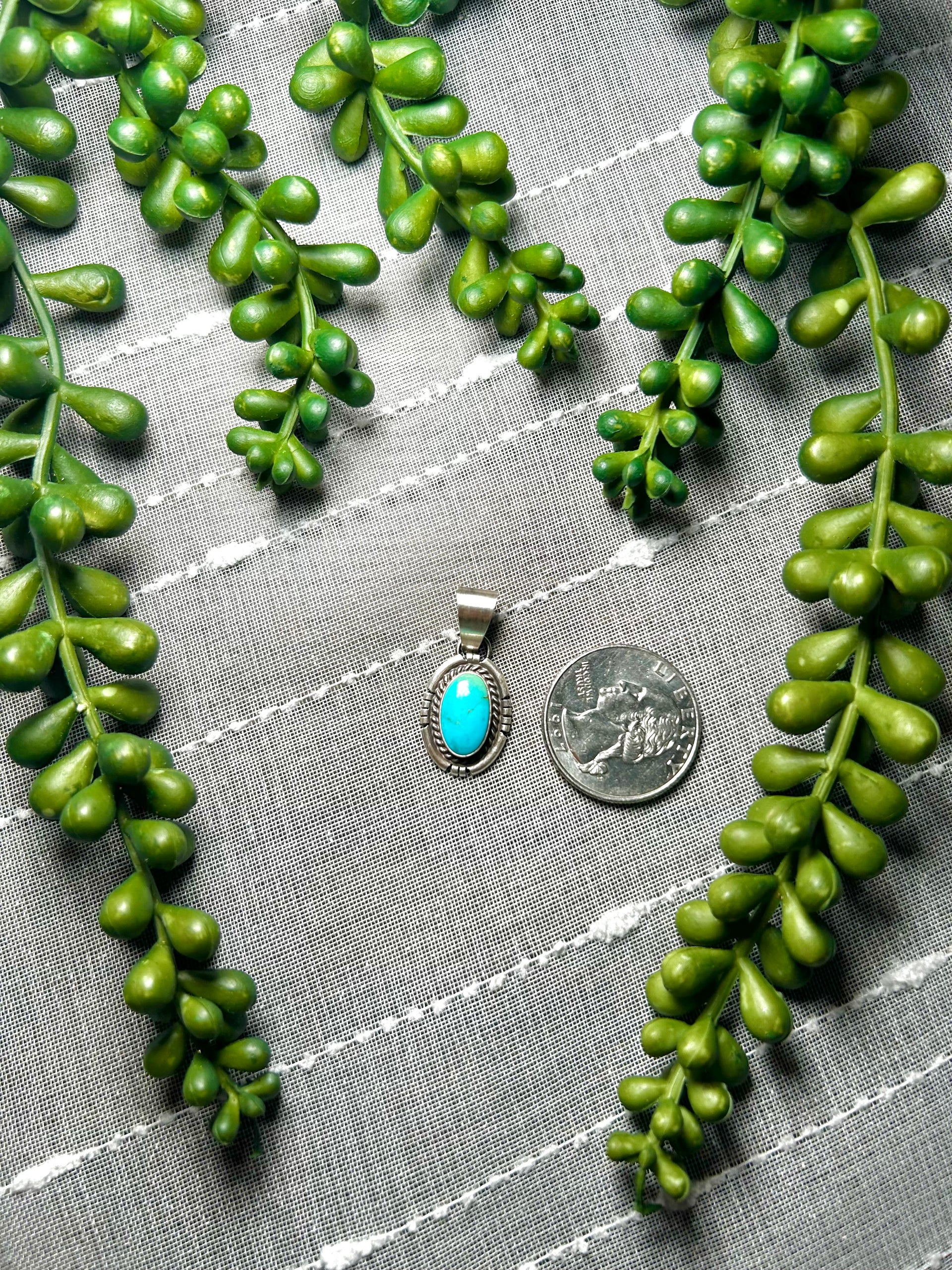 Navajo Made Kingman Turquoise & Sterling Silver Pendant