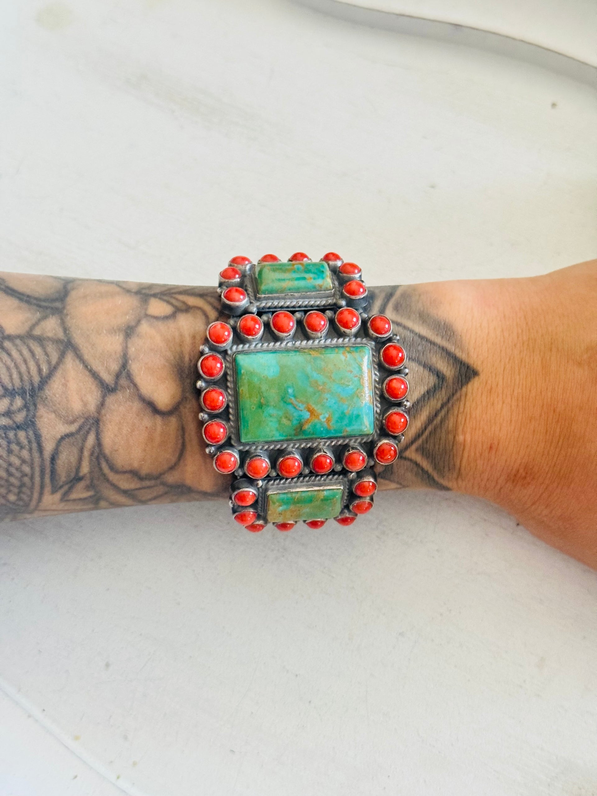 Kirk Smith Multi Stone & Sterling Silver Cluster Cuff Bracelet