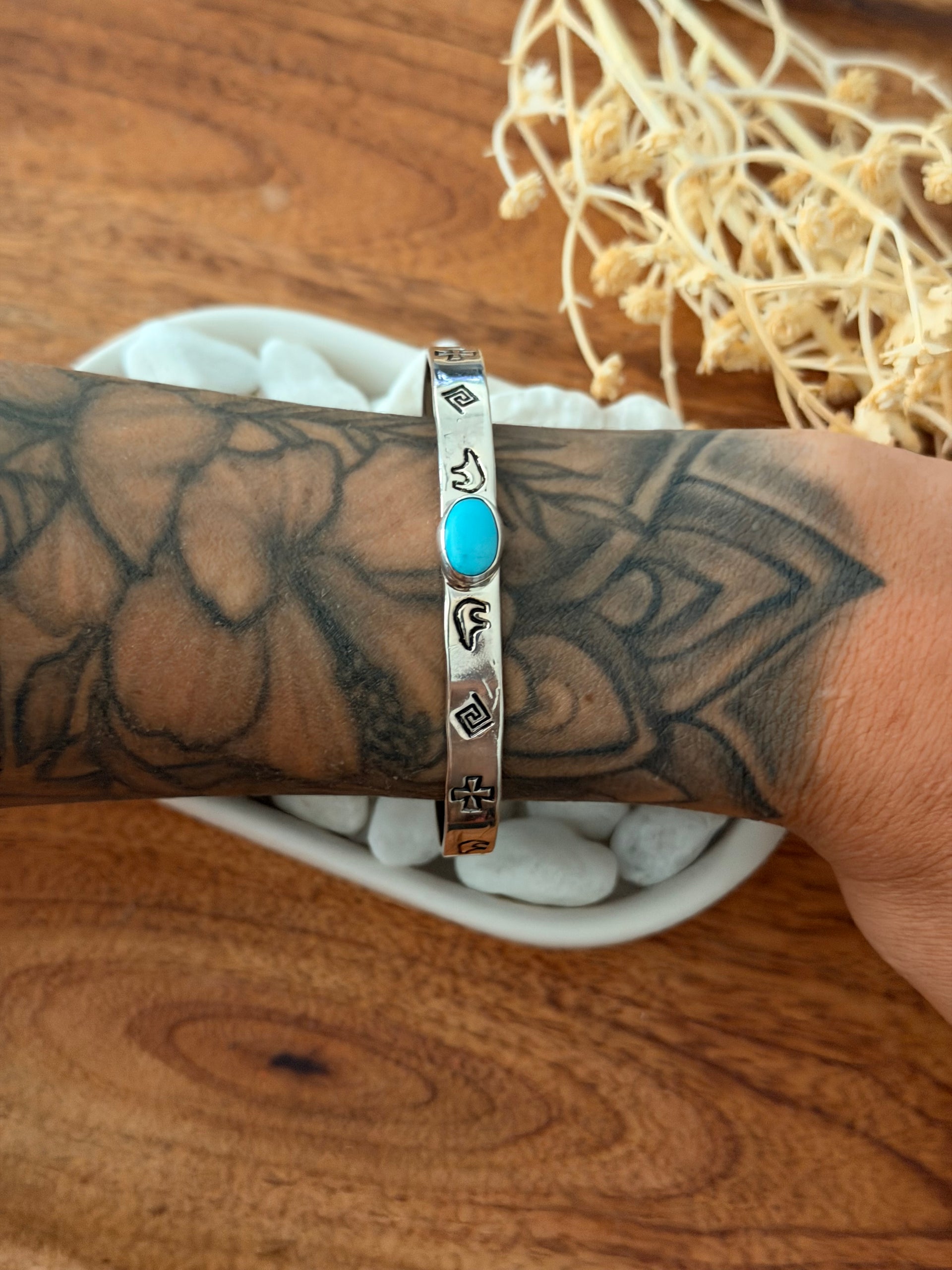 B. Shorty Kingman Turquoise & Sterling Silver Cuff Bracelets