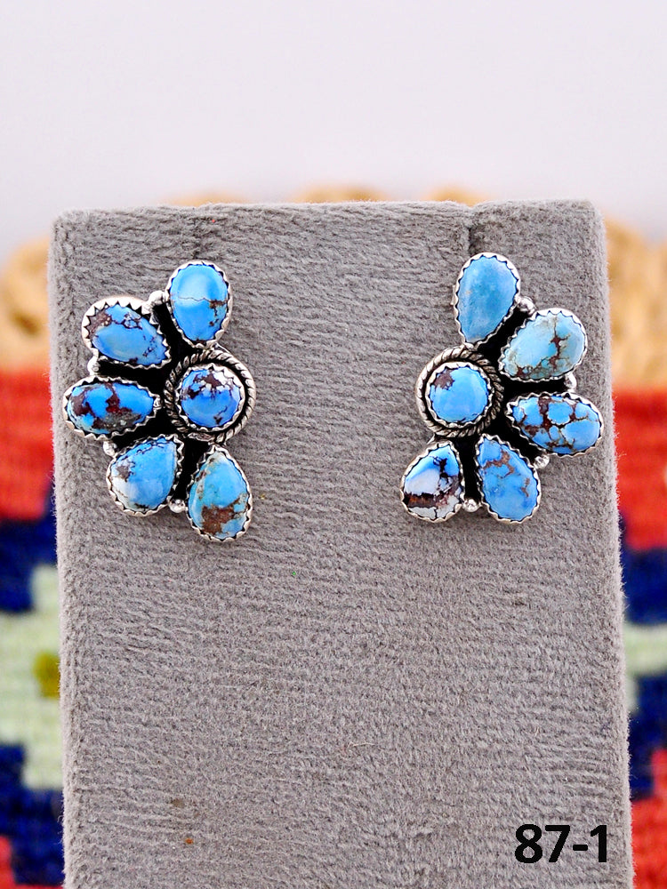 Southwest Handmade Golden Hills Turquoise & Sterling Silver Post Earrings