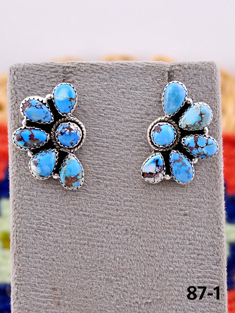 Southwest Handmade Golden Hills Turquoise & Sterling Silver Post Earrings