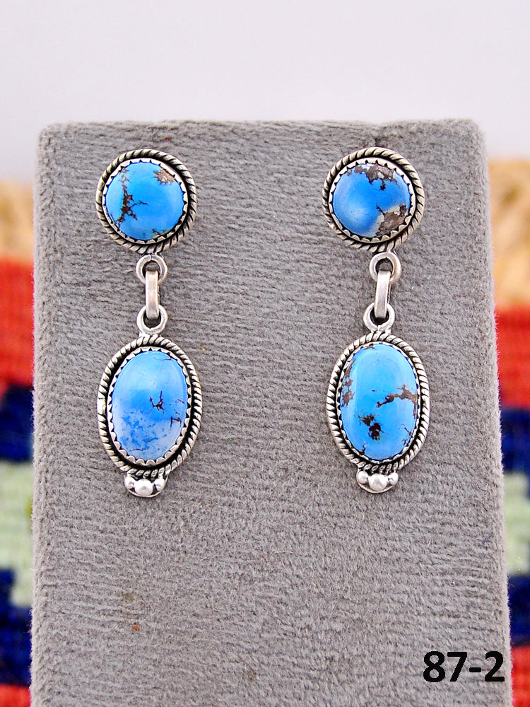 Southwest Handmade Golden Hills Turquoise & Sterling Silver Post Earrings