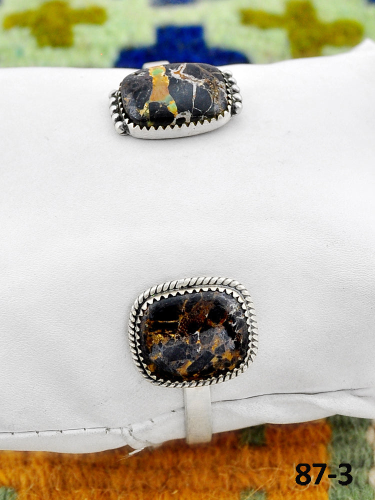 Southwest Handmade Black Jack Turquoise & Sterling Silver Cuff Bracelet