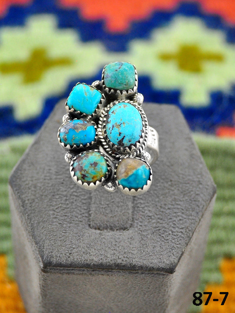 Southwest Handmade Red Skin Turquoise & Sterling Silver Adjustable Ring