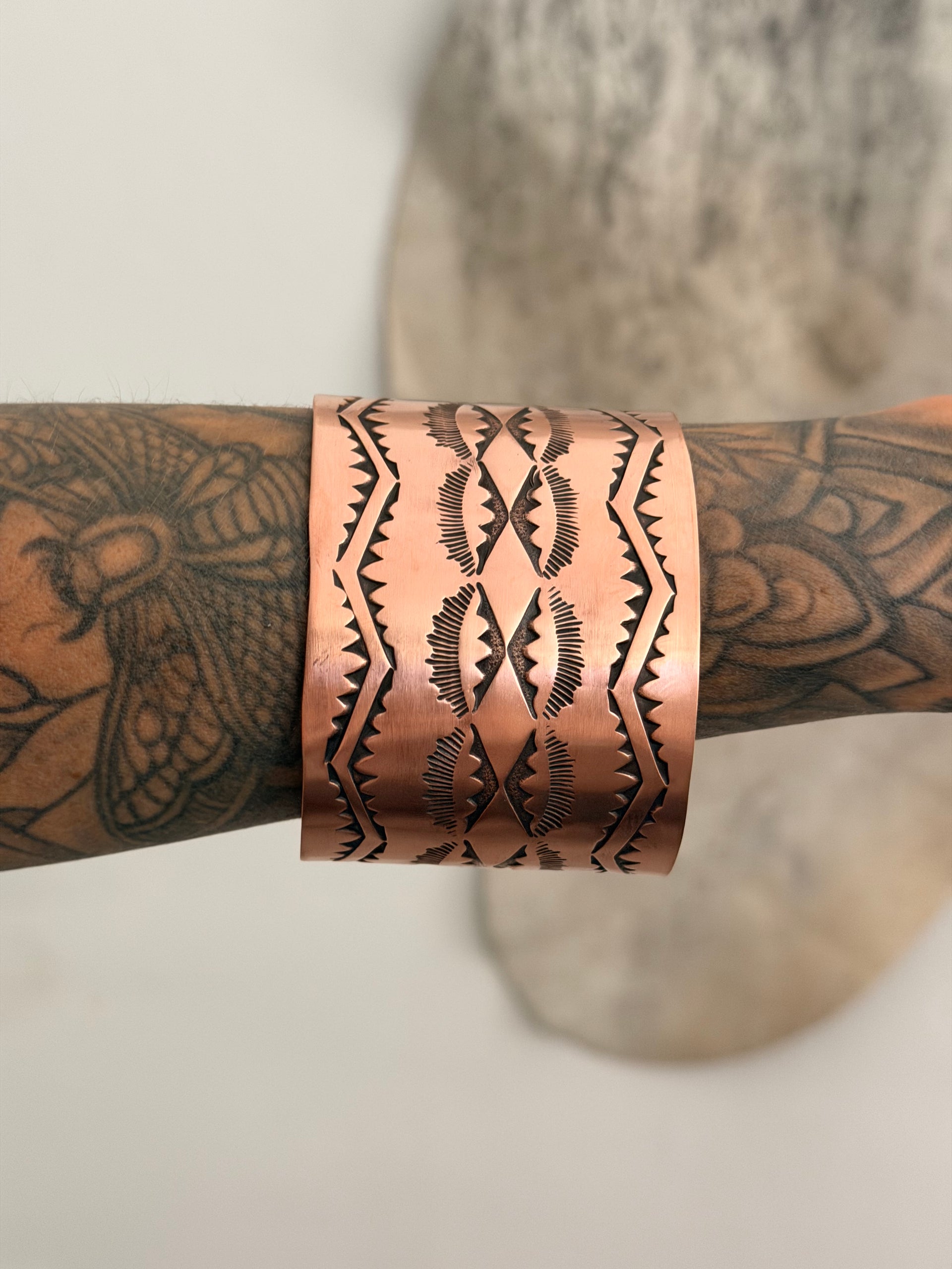 Elvira Bill Copper Stamped Cuff Bracelet
