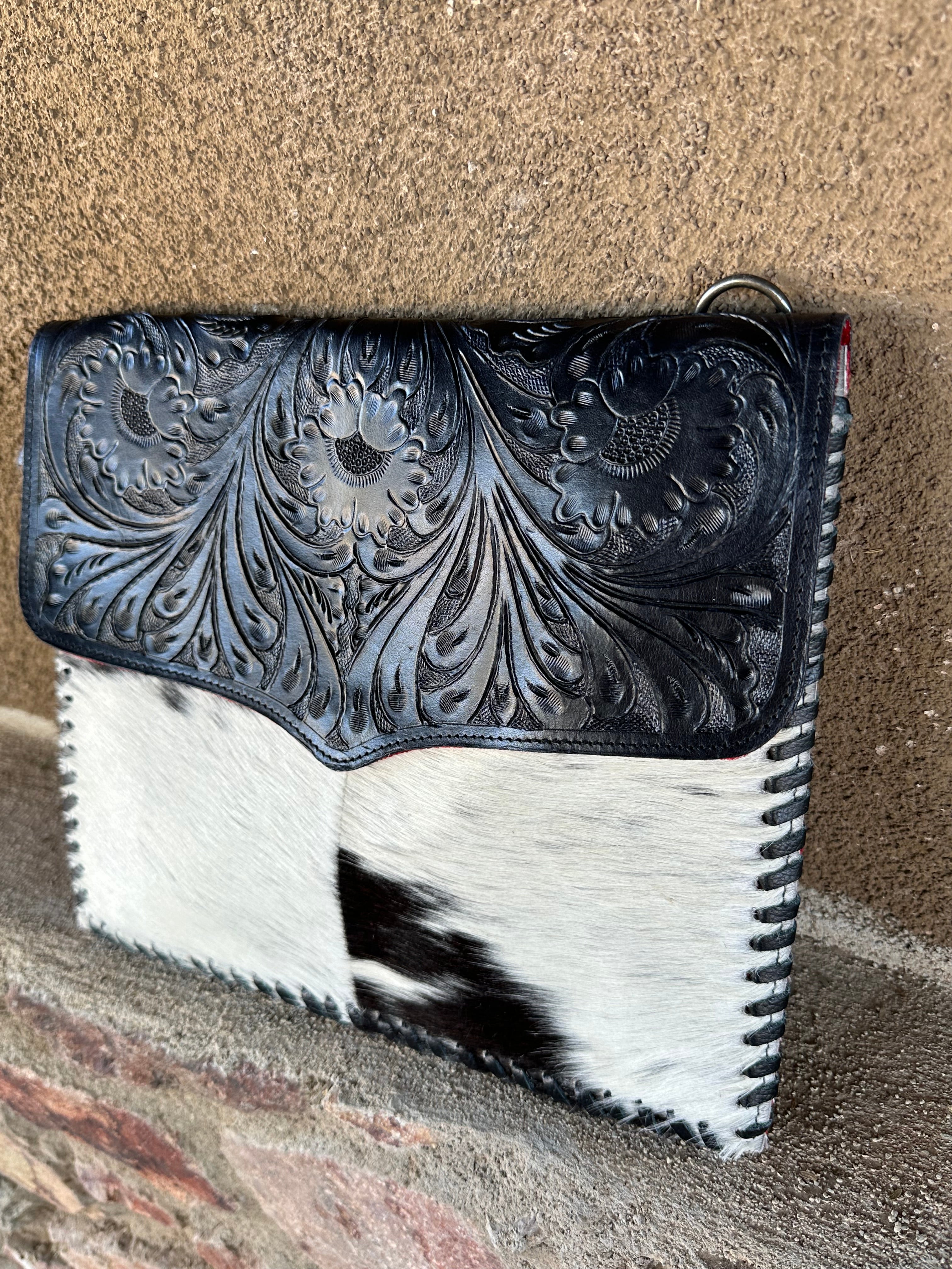 Genuine Tooled Leather & Cowhide Purse