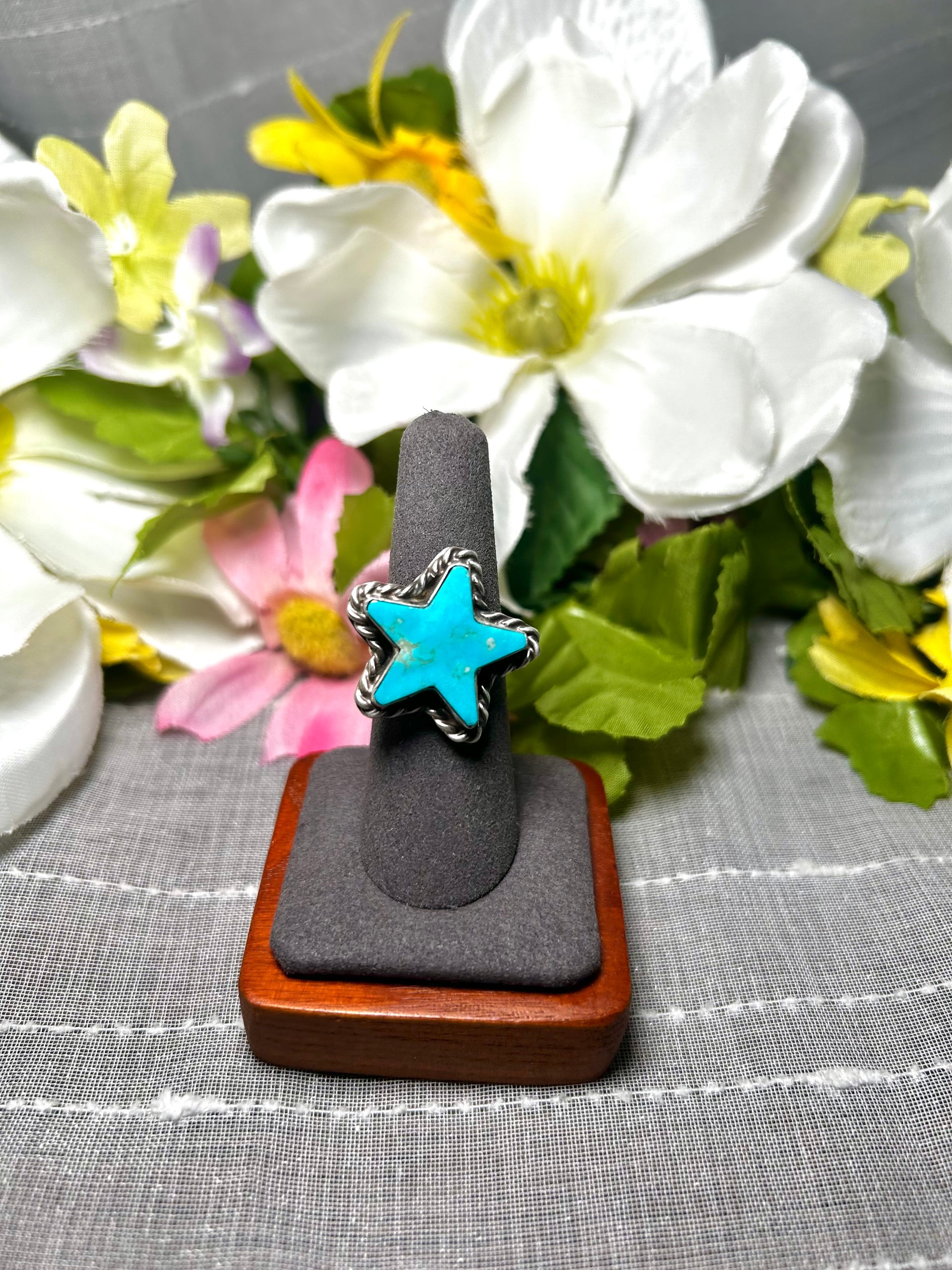 Larson Chee Kingman Turquoise & Sterling Silver Adjustable Ring