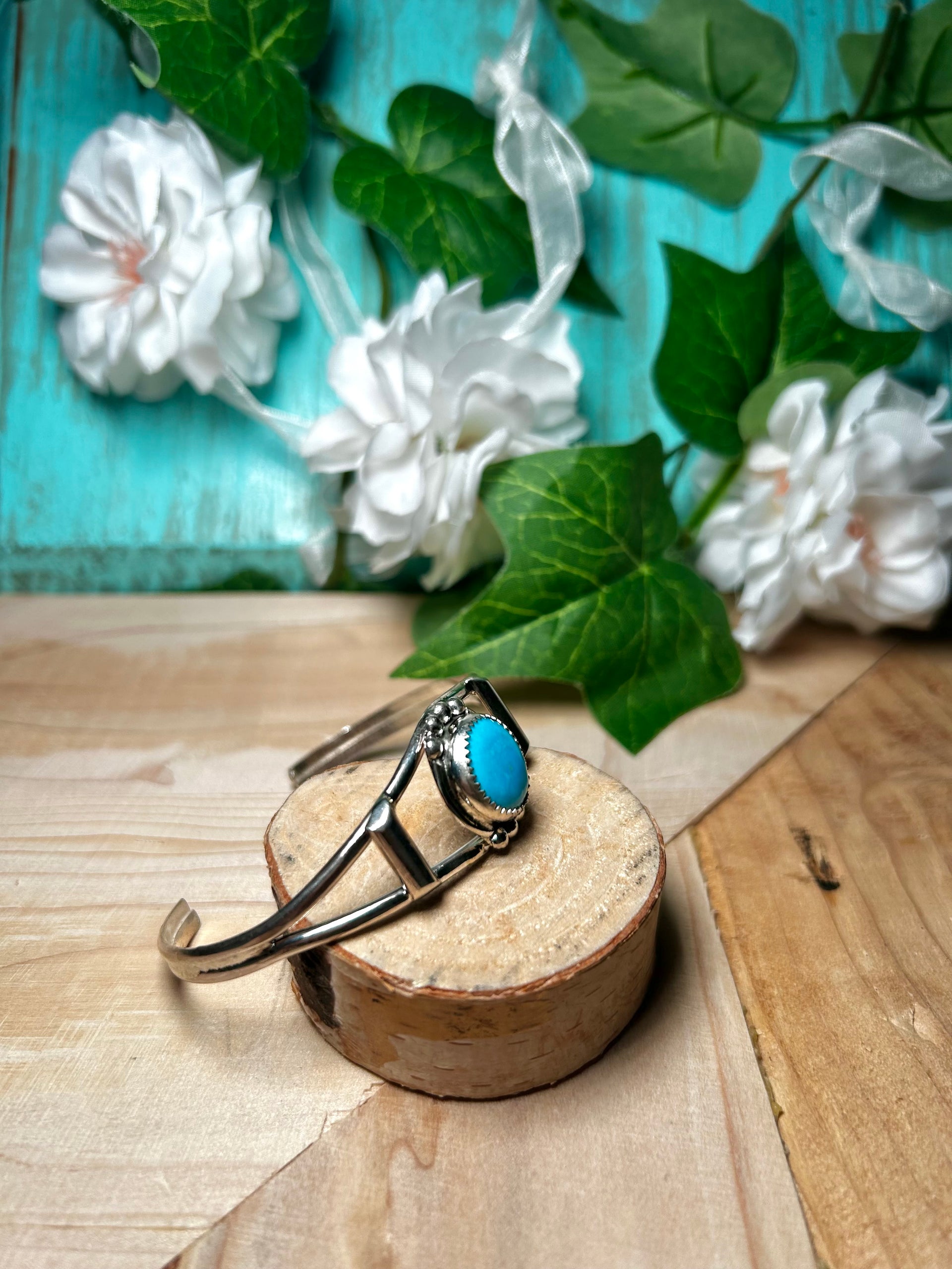 Navajo Kingman Turquoise & Sterling Silver Cuff Bracelet