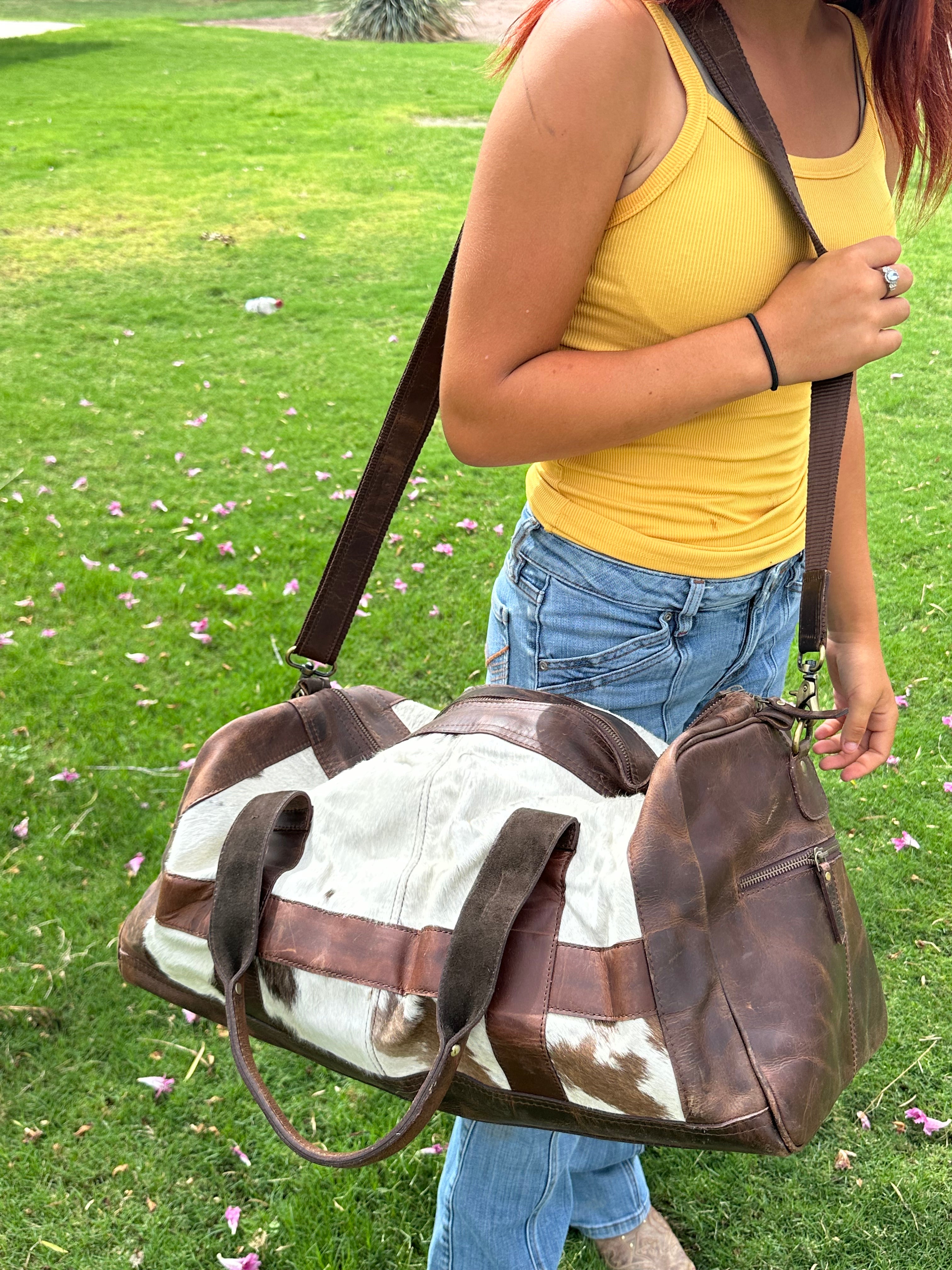 Genuine Leather Cowhide Duffle Bag