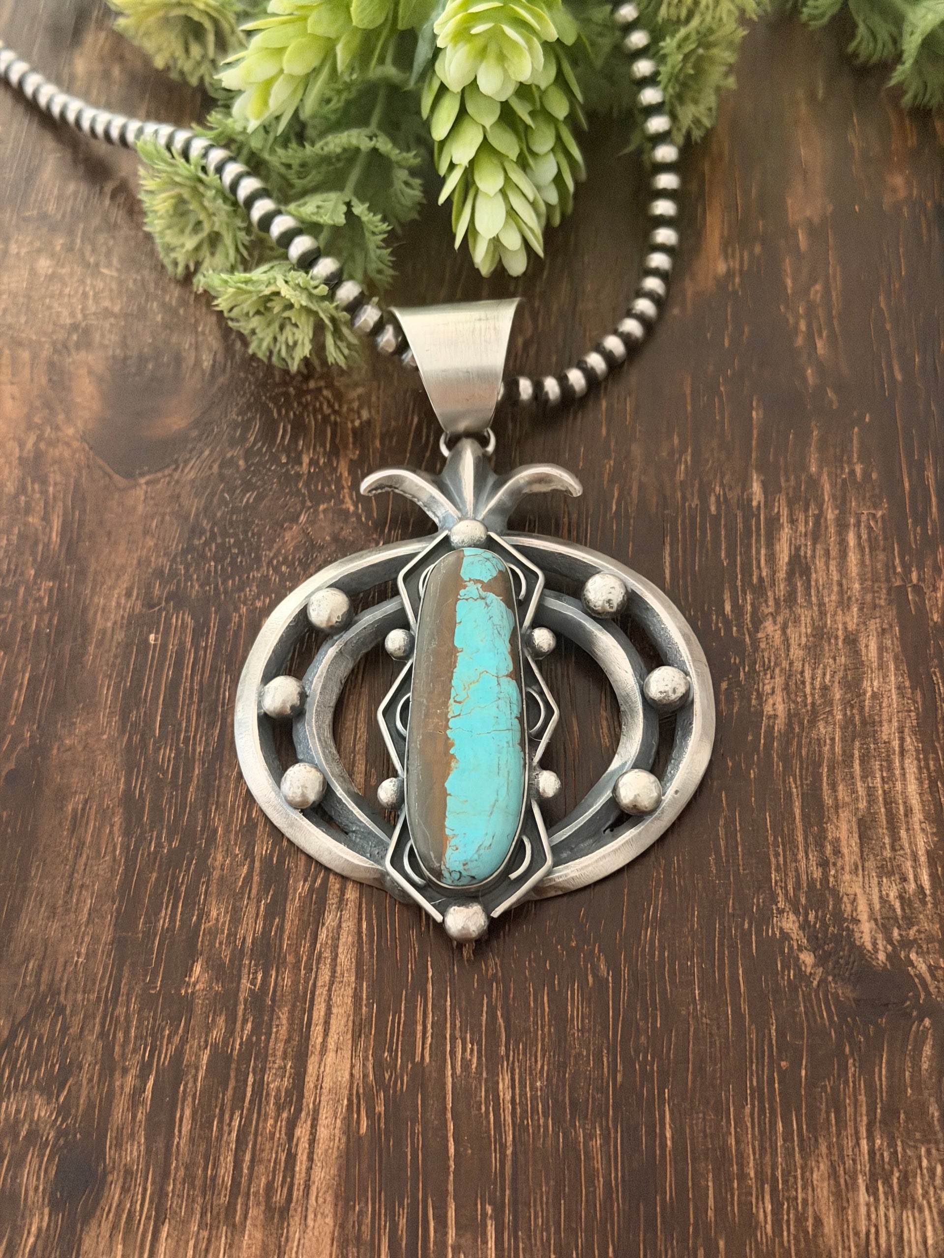 Chimney Butte Mine 8 Turquoise & Sterling Silver Naja Pendant