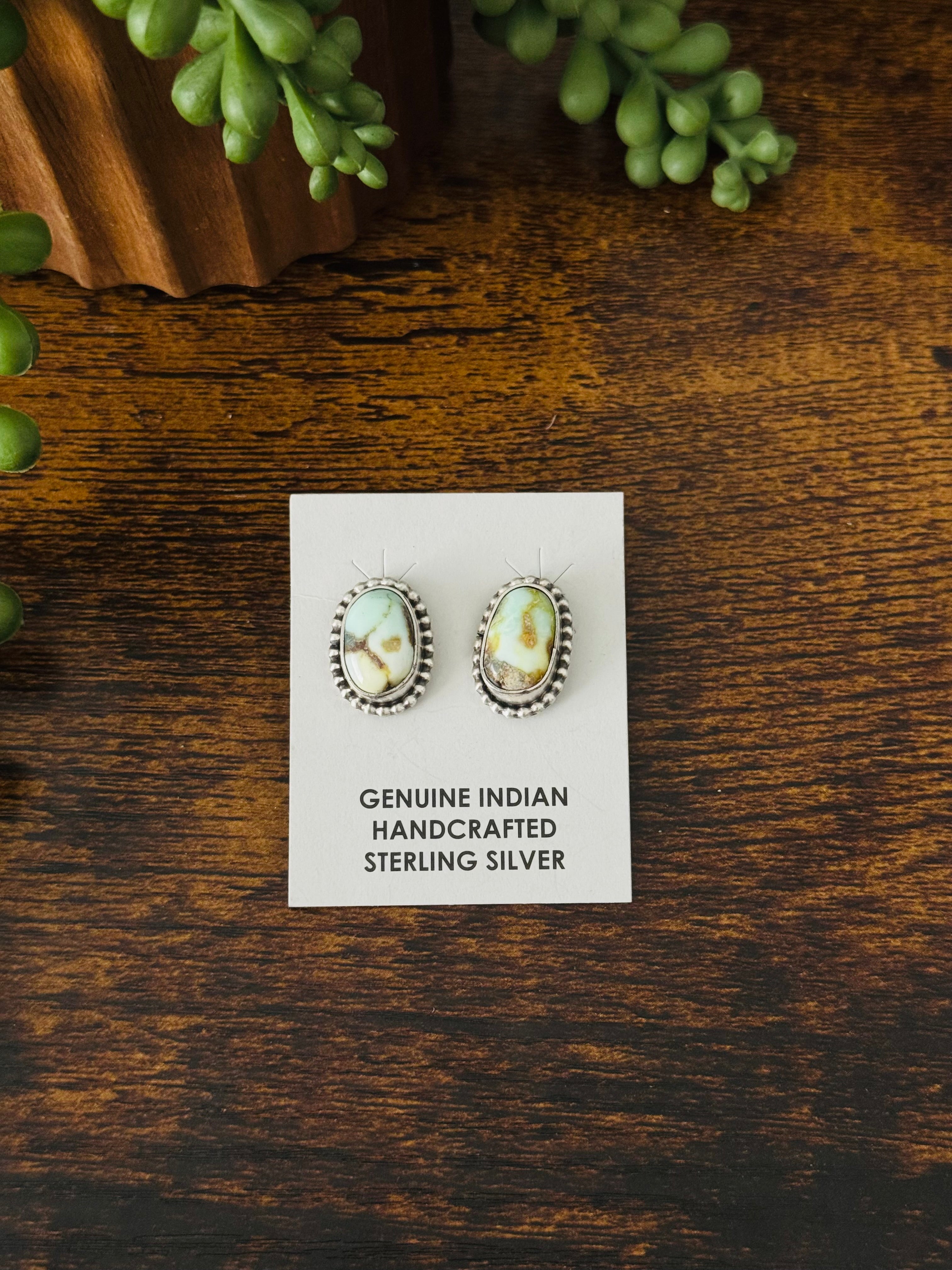 Lorenzo Juan Palomino Variscite & Sterling Silver Post Earrings