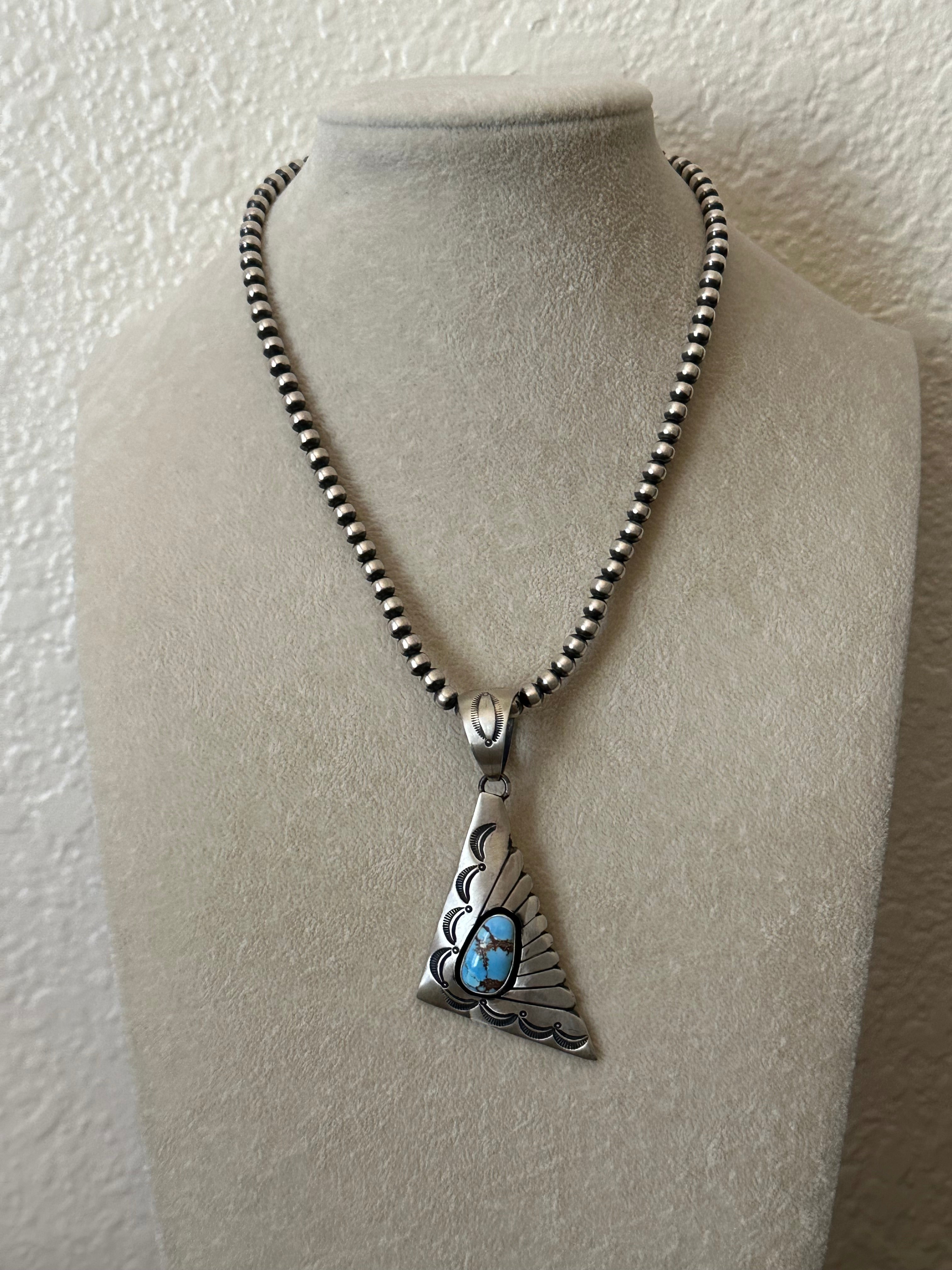 P Begay Golden Hills Turquoise & Sterling Silver Pendant