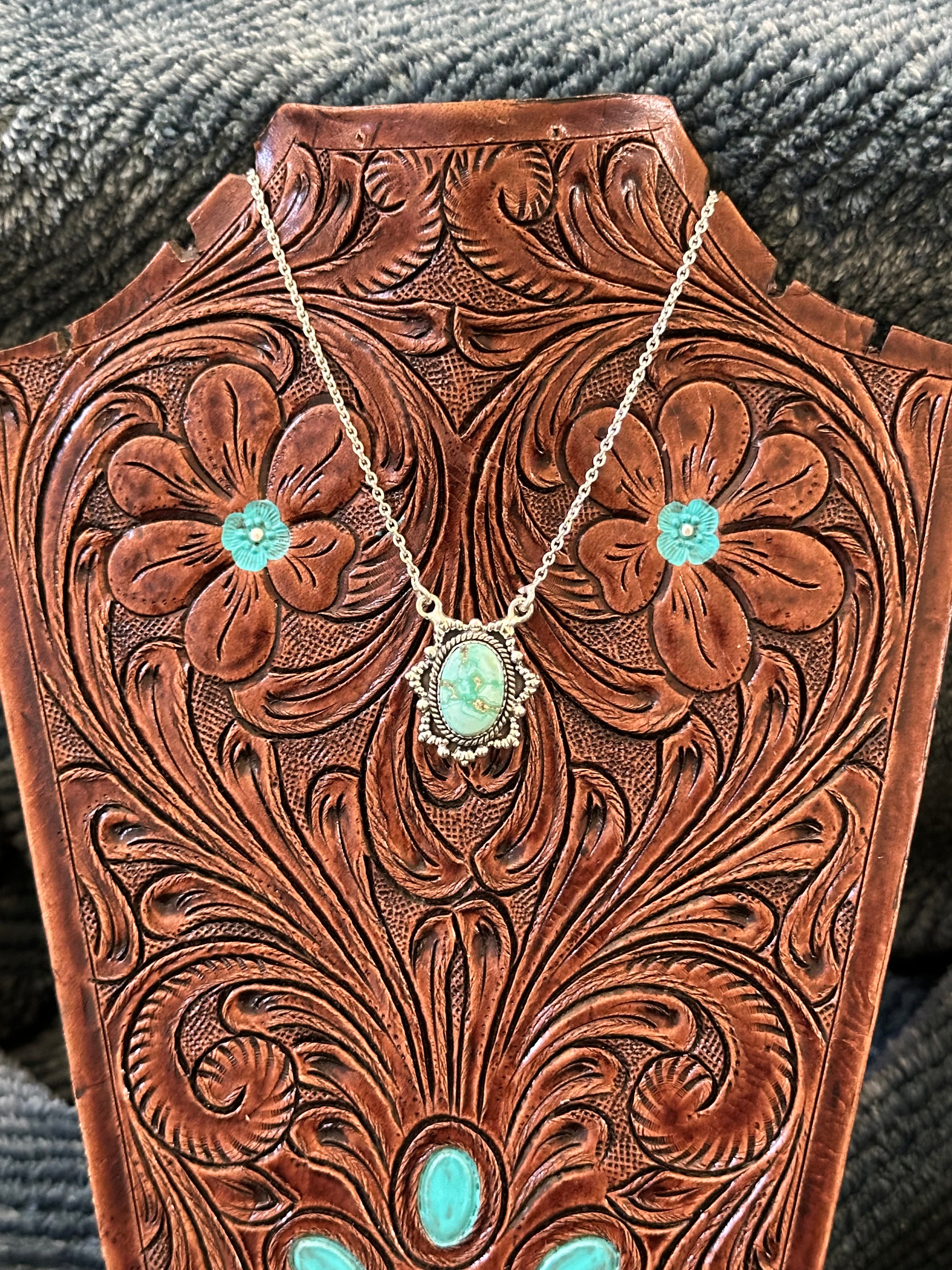 Southwest Handmade Emerald Valley Turquoise & Sterling Silver Necklace